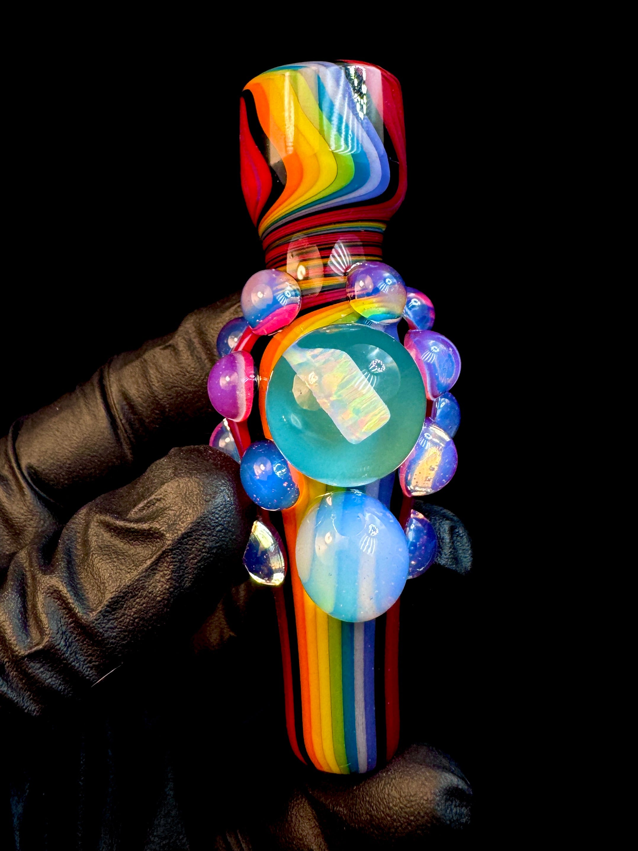 Cherry rainbow x star white opal chillum