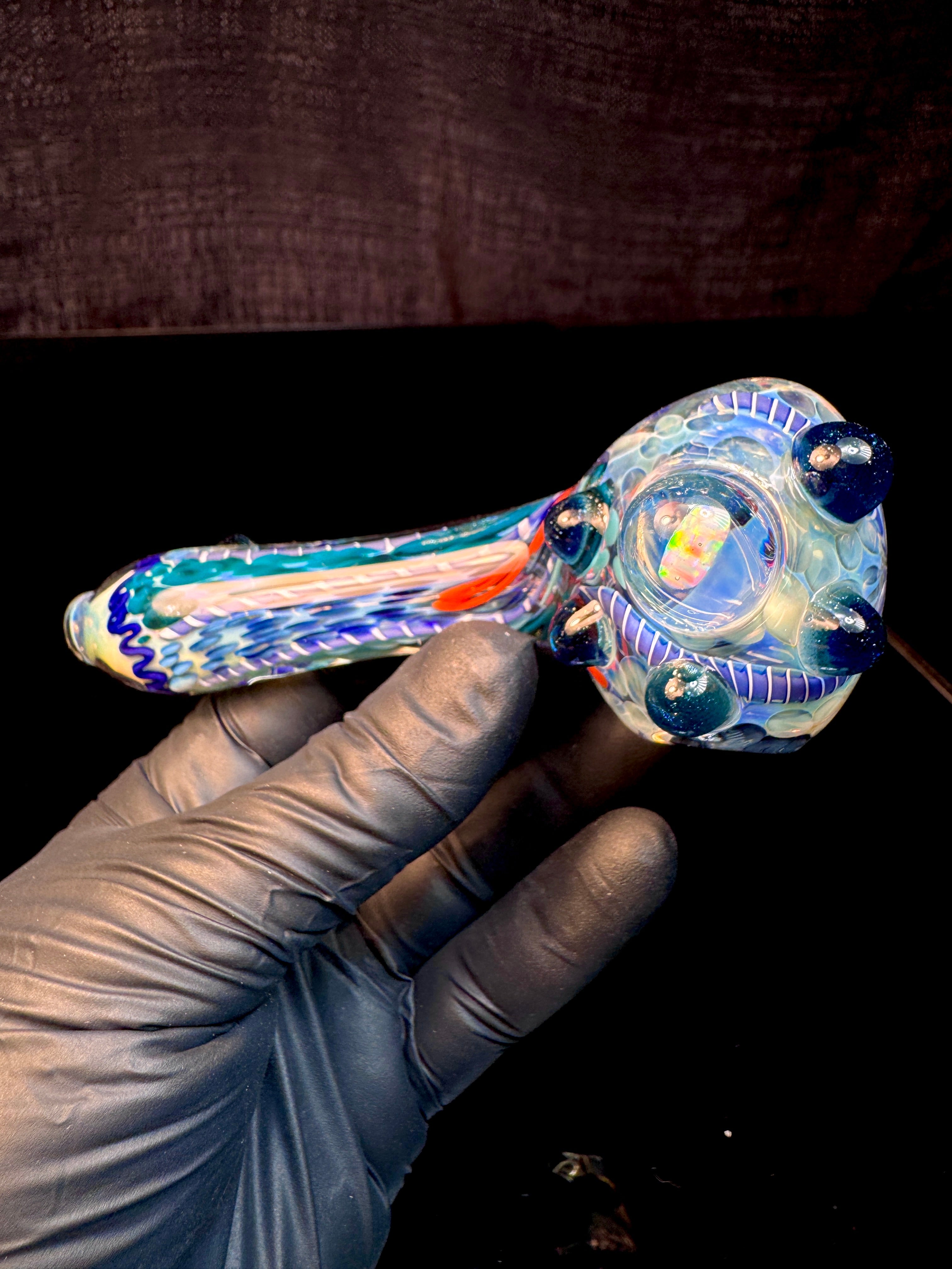 Silver fume x deep blue Premo Fume Cane Spoon