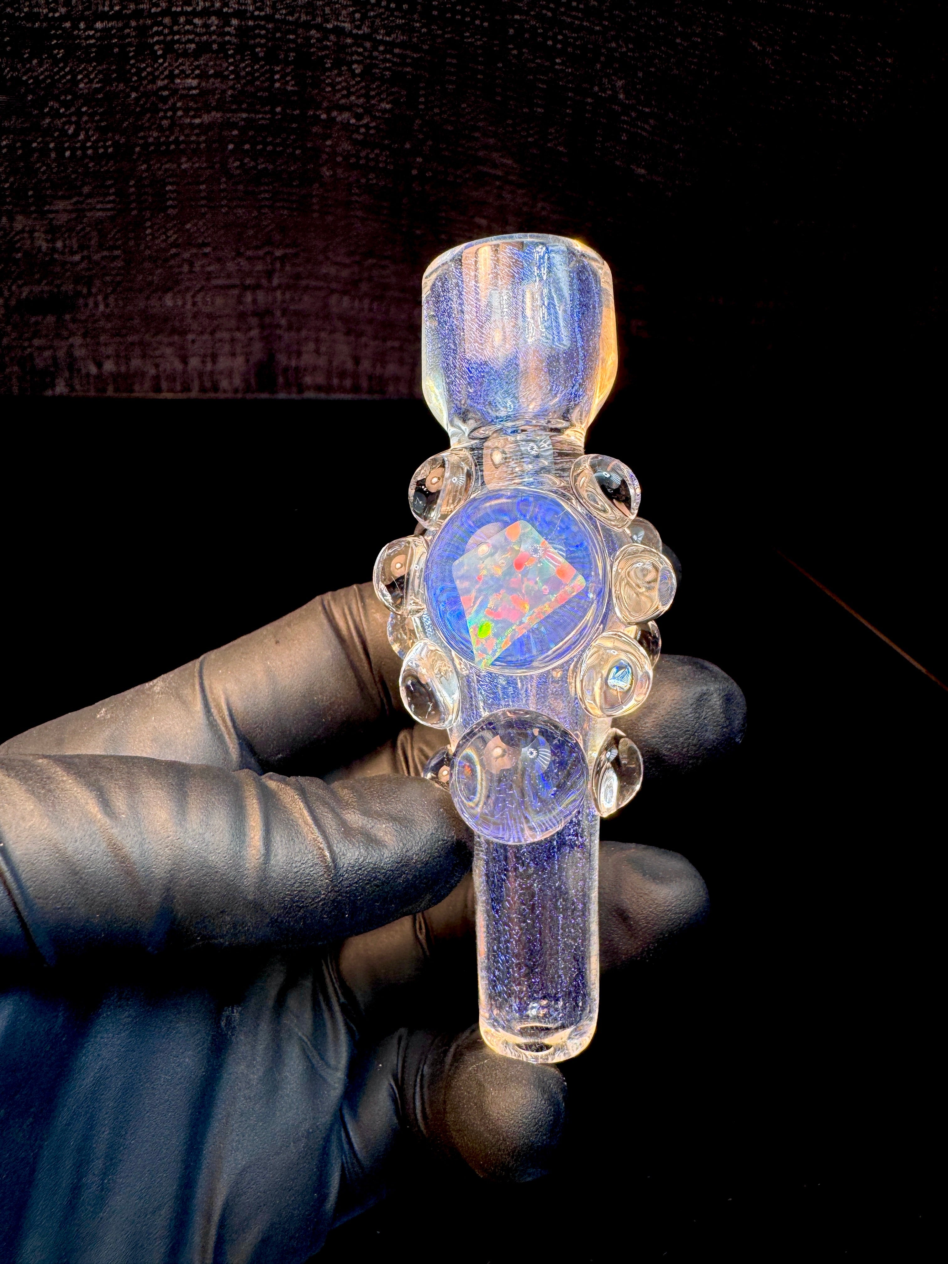 Icy White Satin dichroic opal chillum