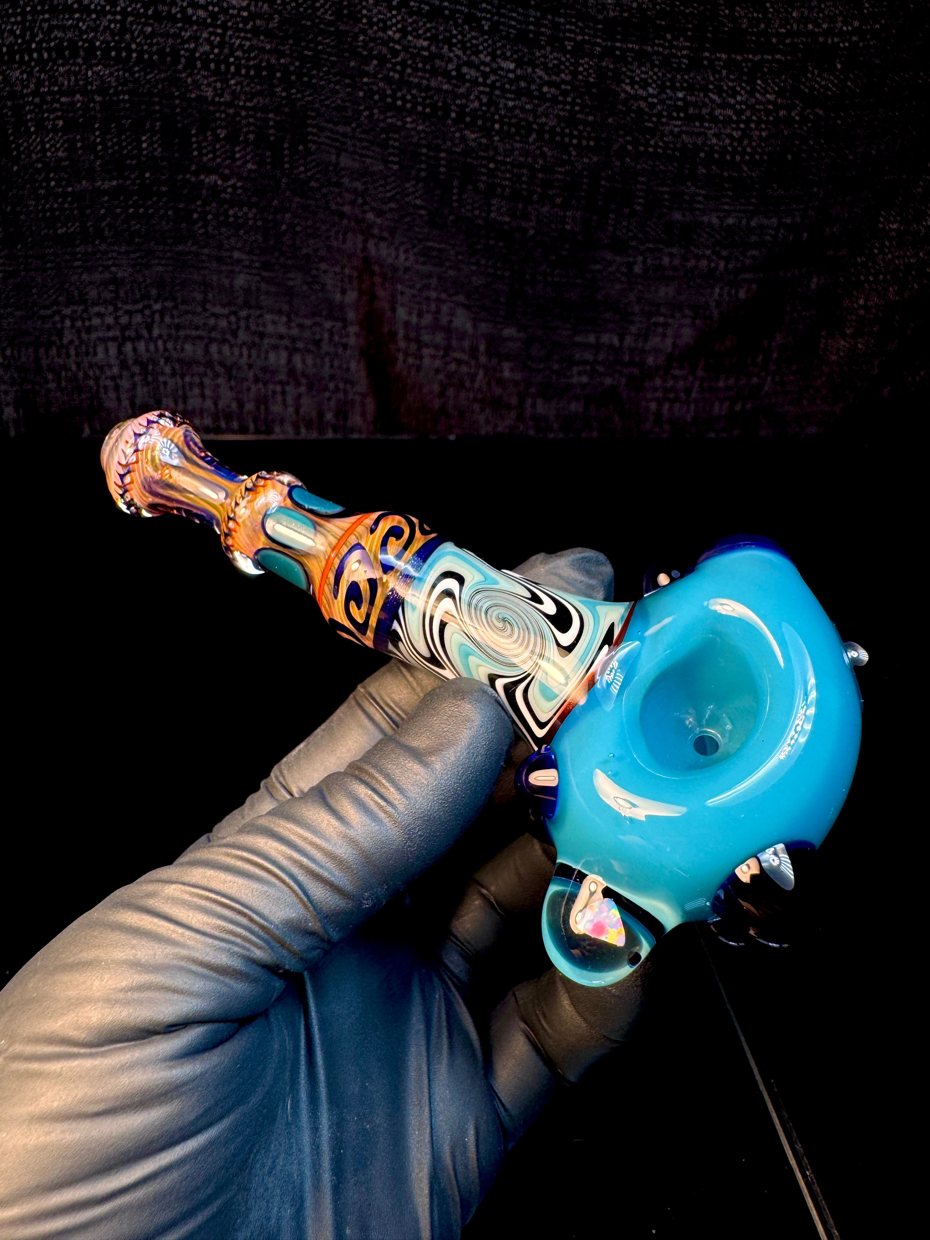 Aqua Fumed wigwag opal opal spoon