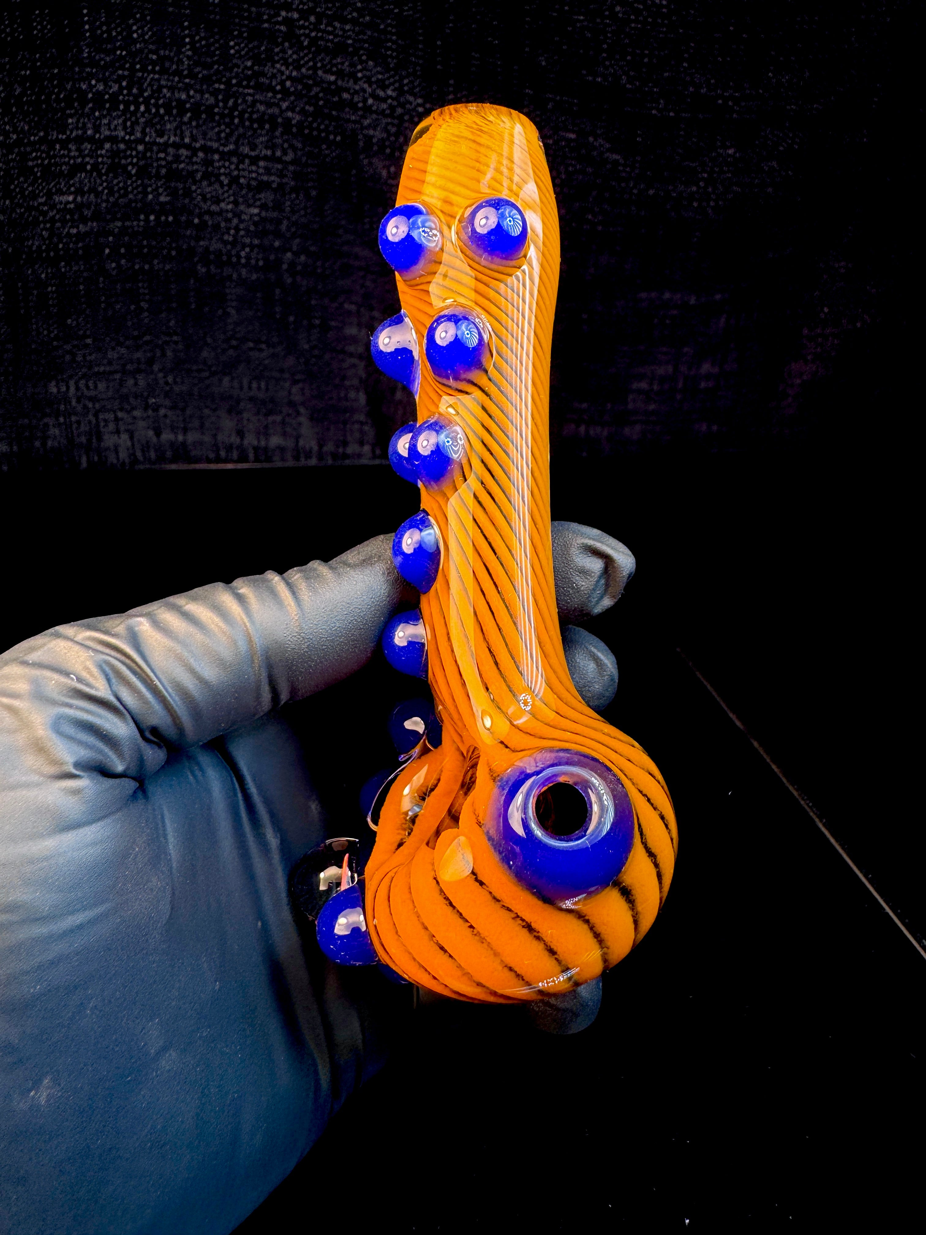 Lava x jet black Striped Opal Pipe