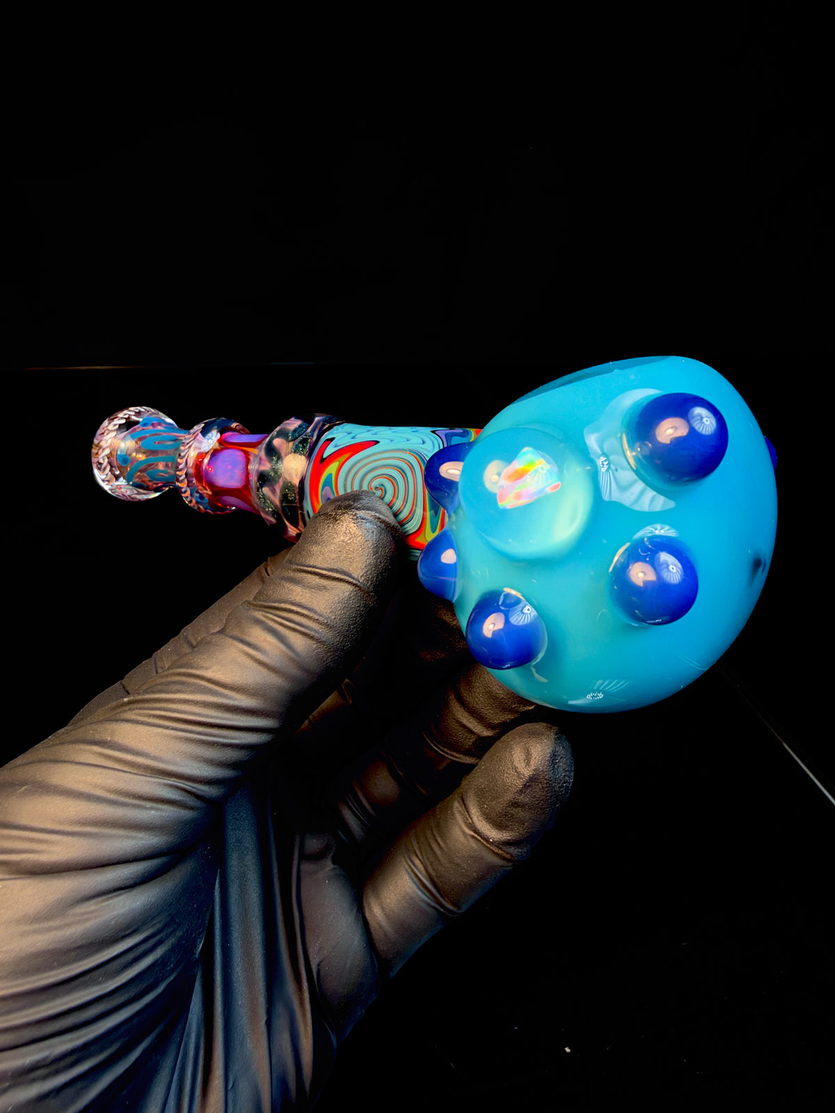 Opaque aqua wigwag spoon