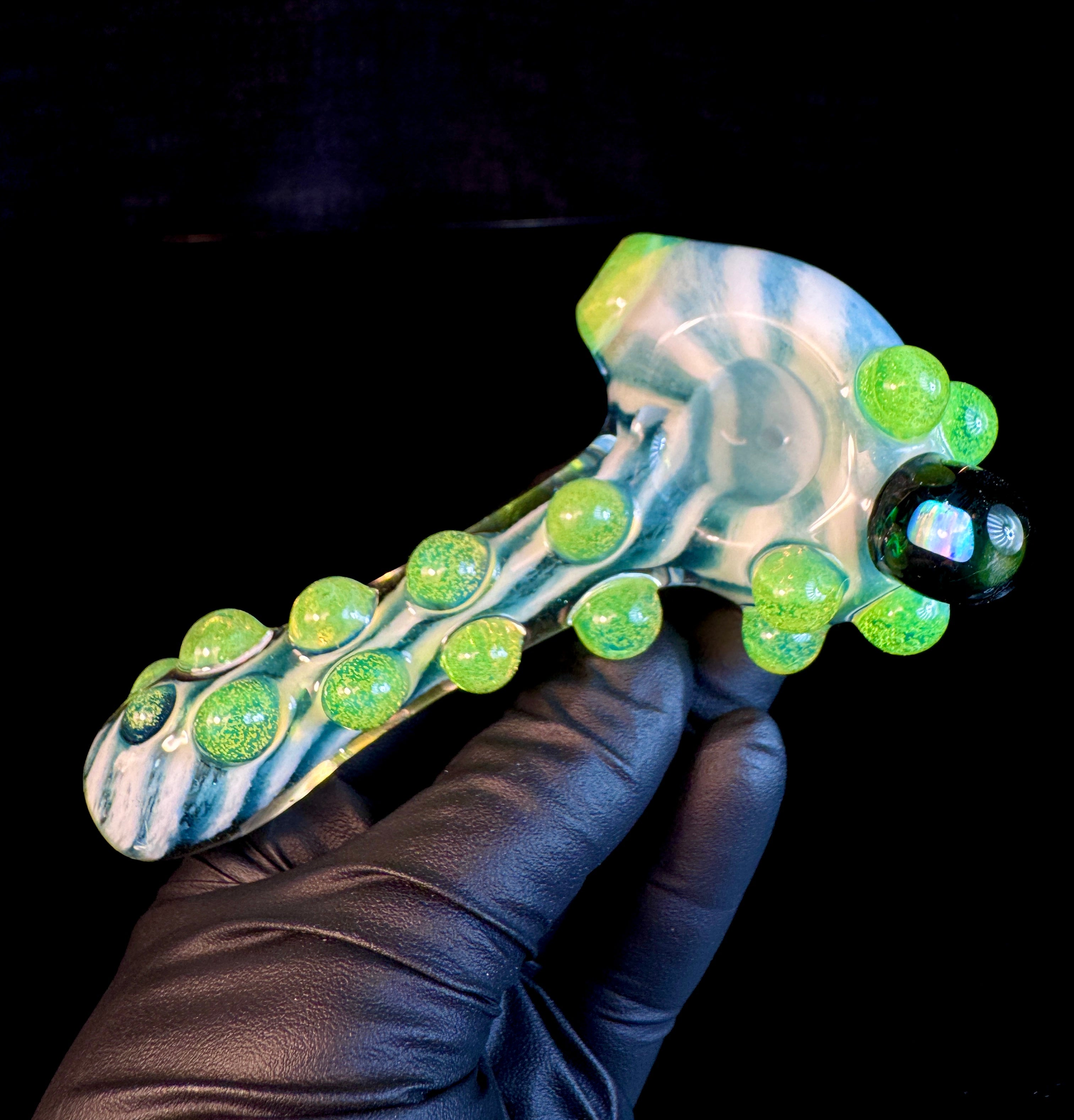 Opaque Aqua x Star white slyme striped opal pipe