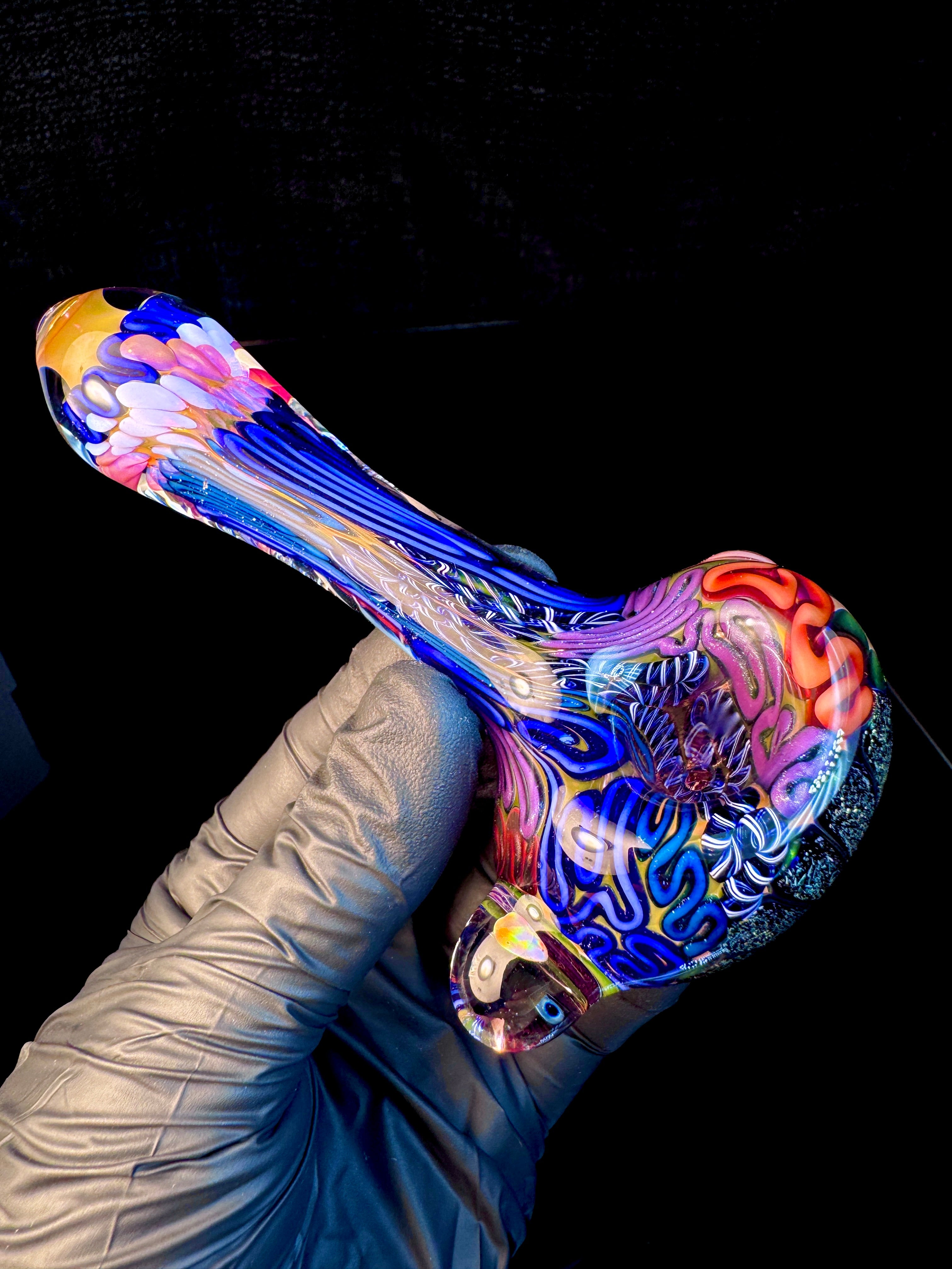 Dichroic flower gold fumed opal pipe