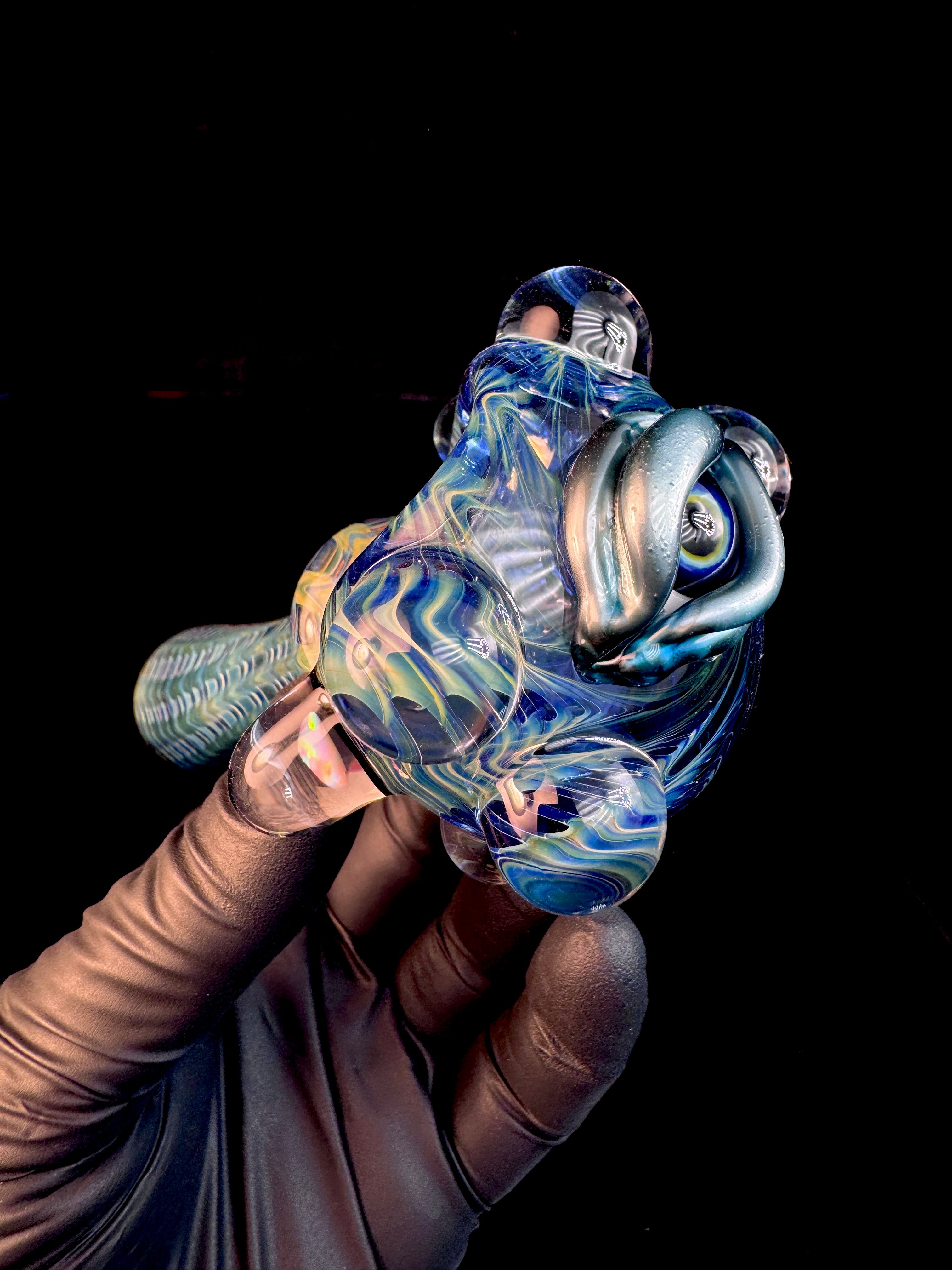 Blue dark web opal spoon