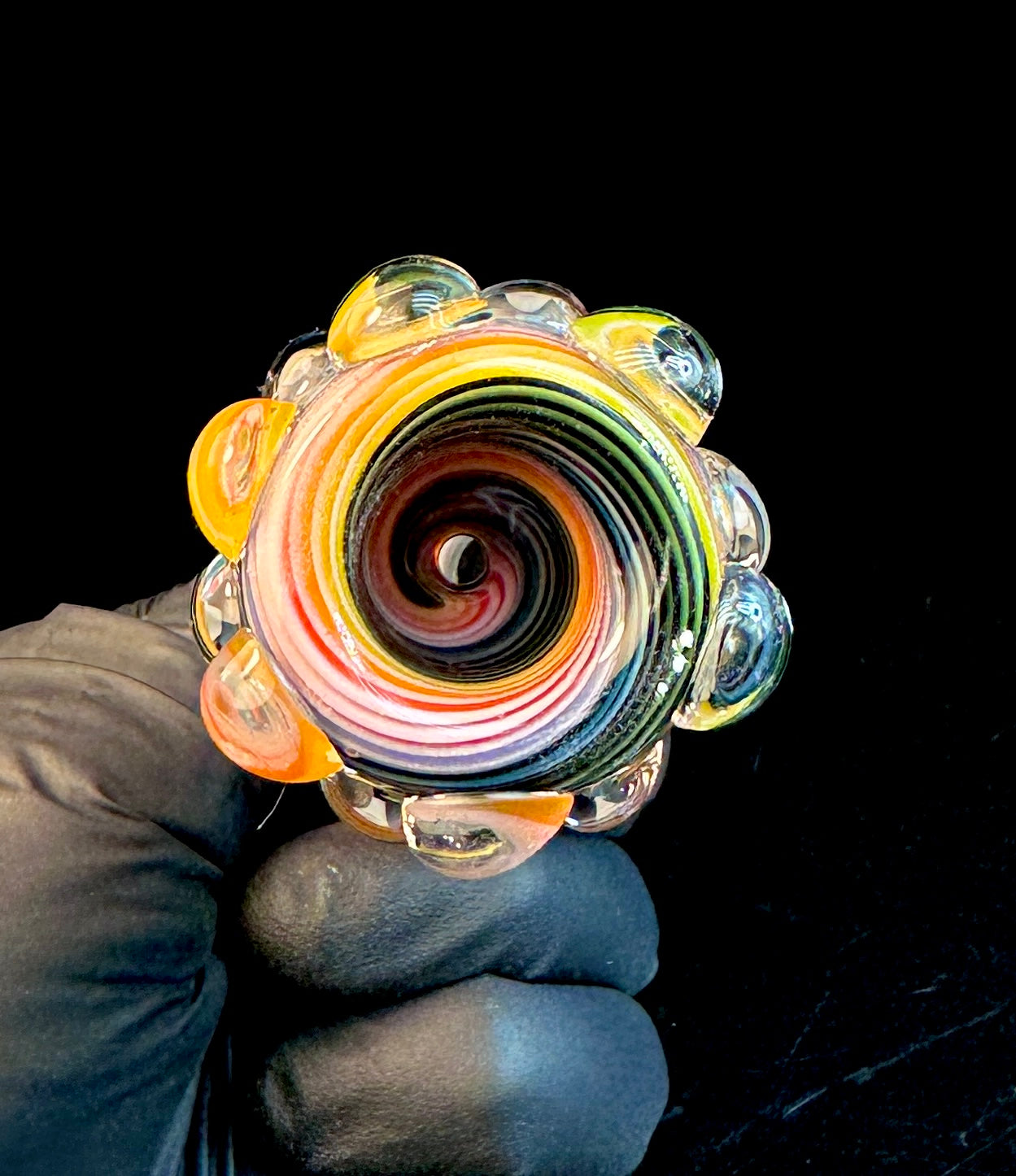 14mm Two tone rainbow twisted linework bowl