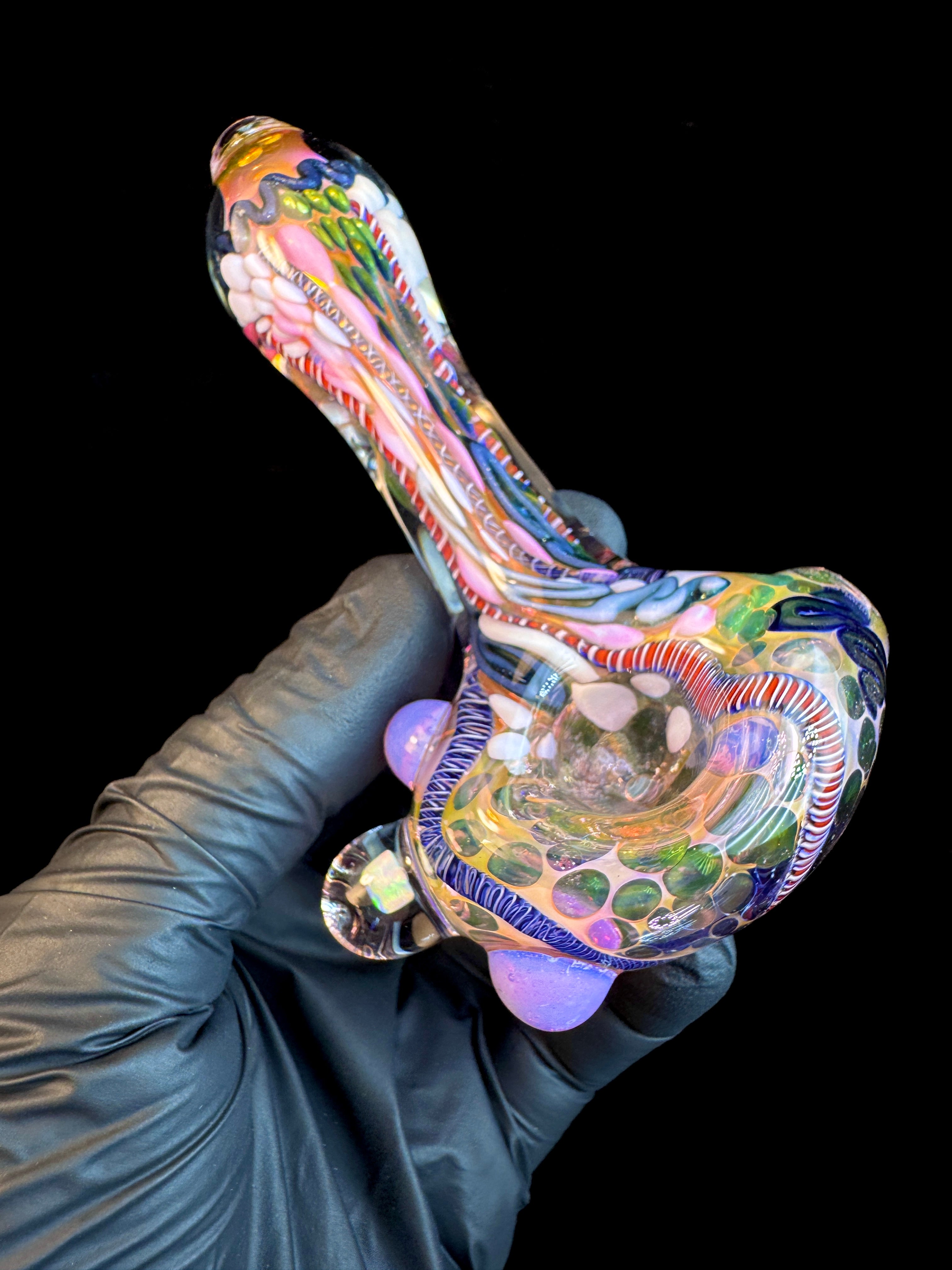 Deluxe Gold Cane fume opal spoon