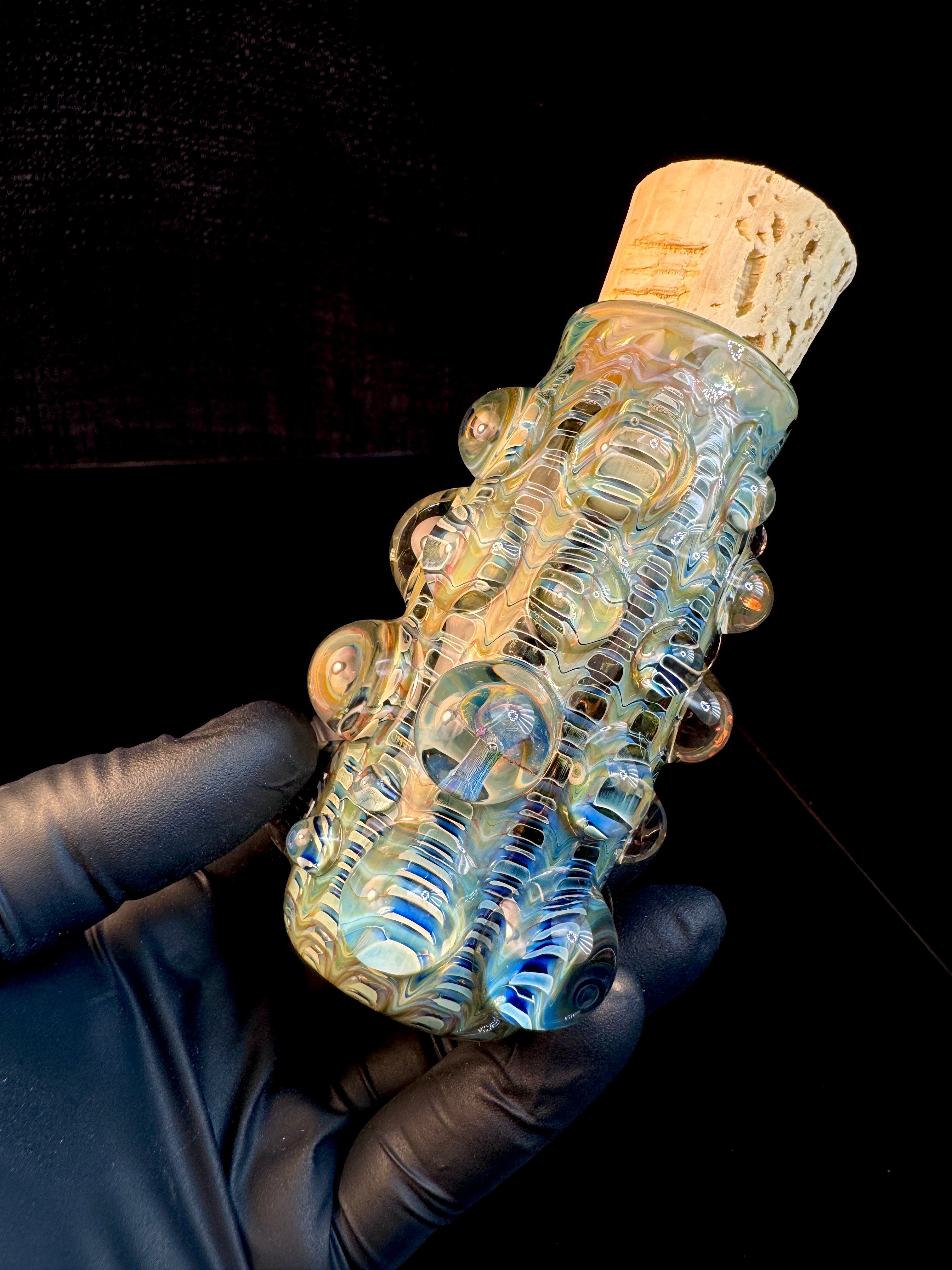 Golden dark web flat bottom mushroom nug Jar
