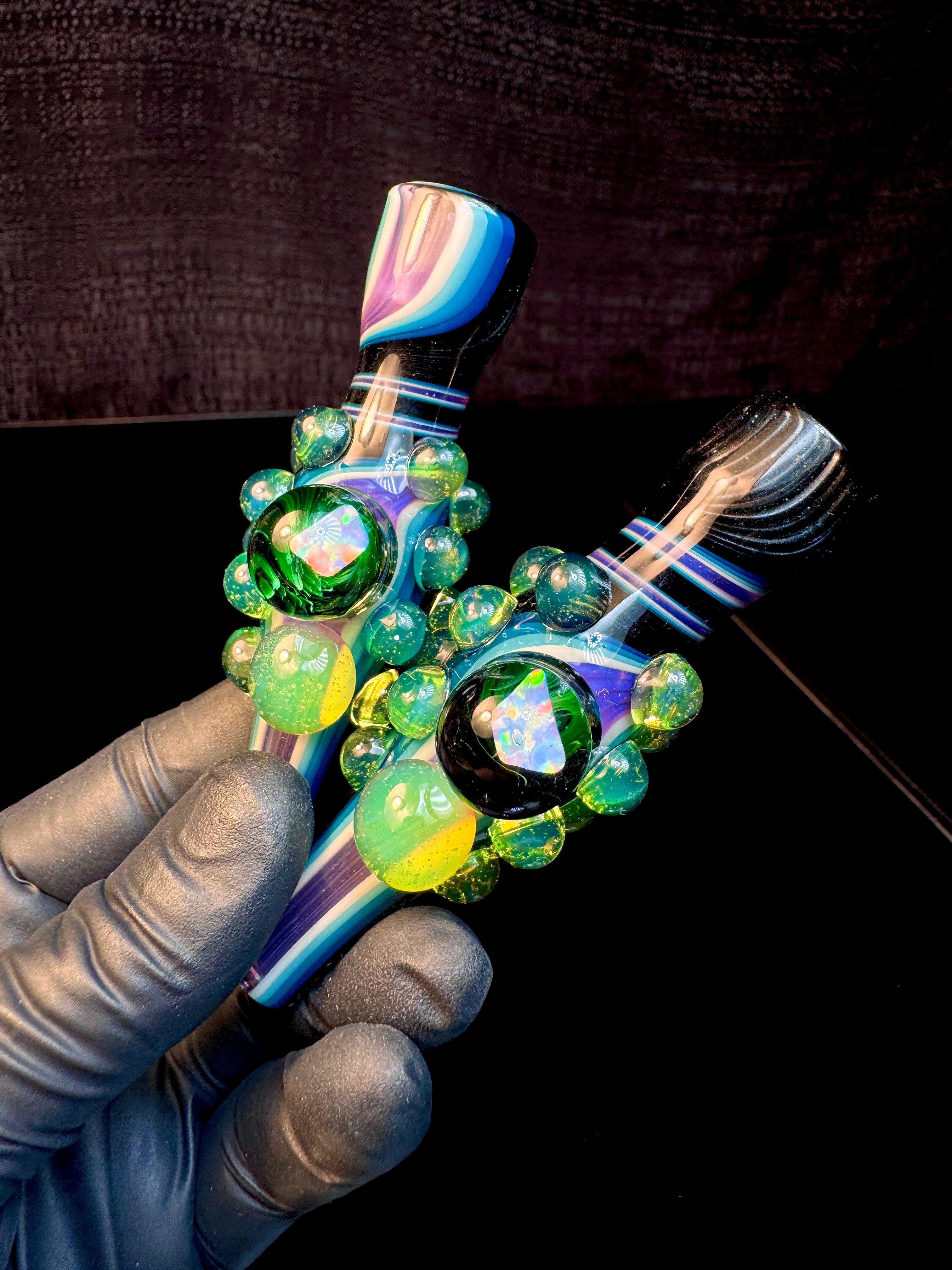 Blue spruce x steel Opal Chillum