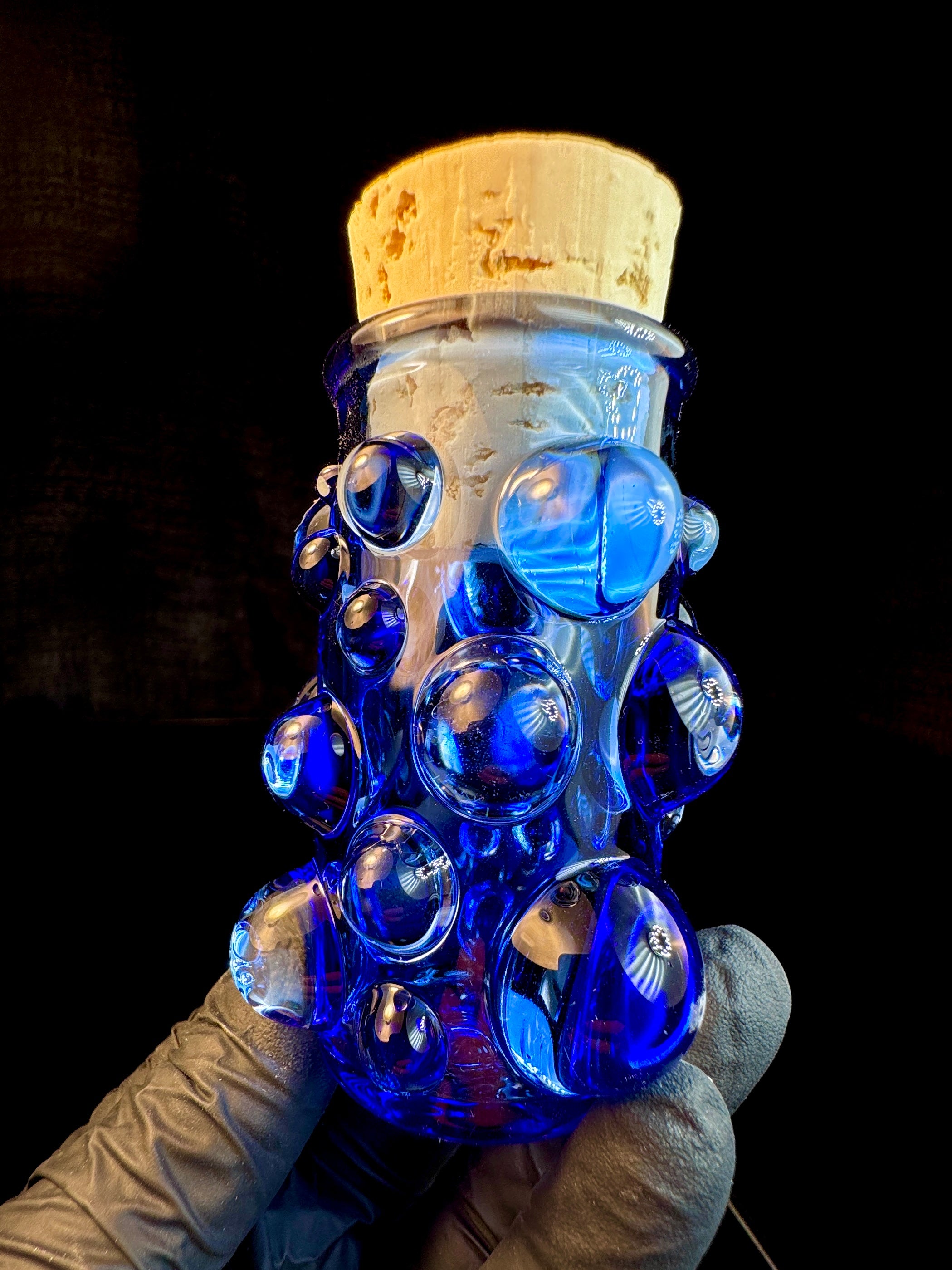 Royal blue flat bottom Nug Jar