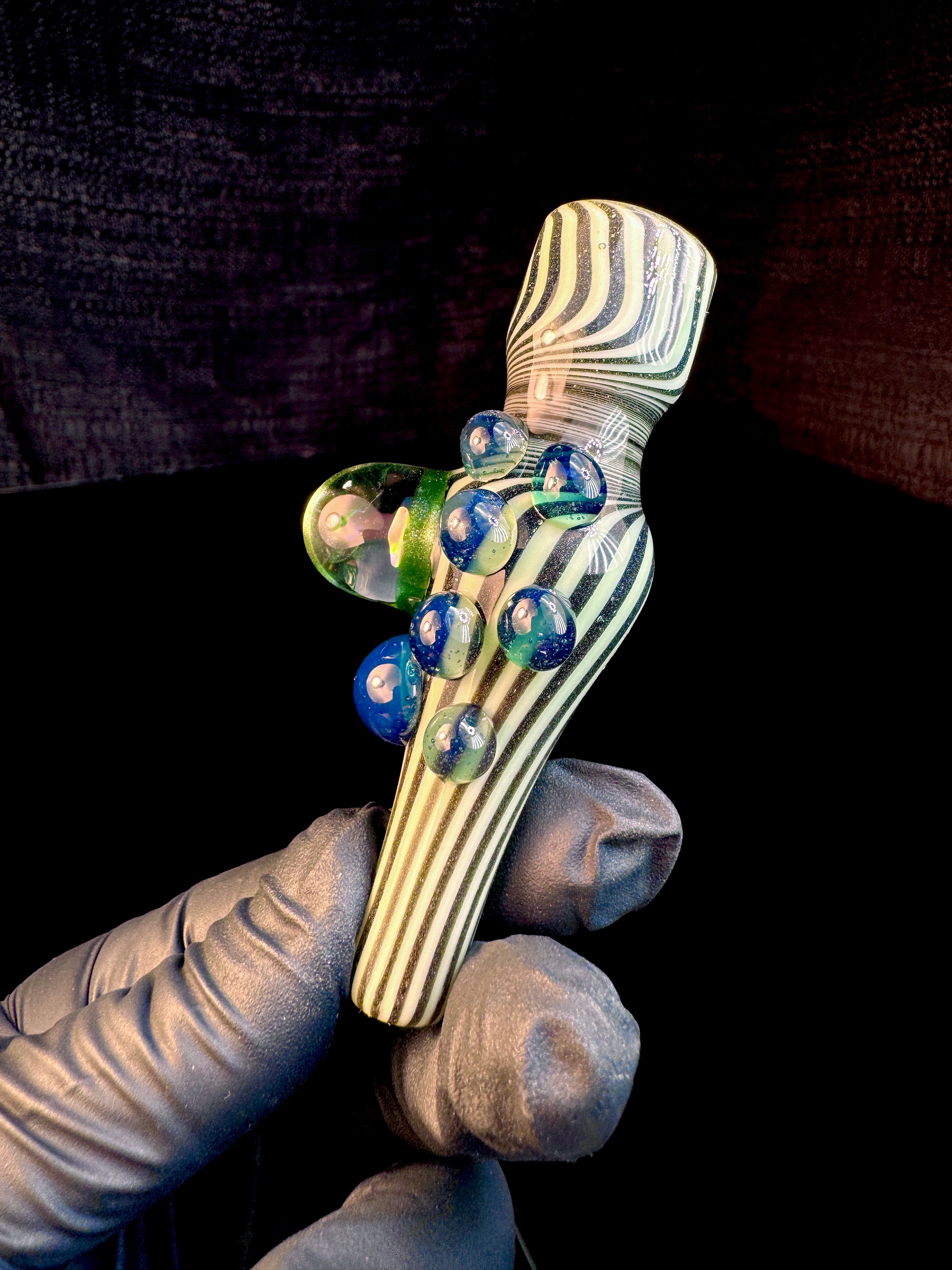 Milky slyme beetlejuice x blue stardust opal chillum