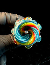 Load image into Gallery viewer, 10mm aqua rainbow twisted linework bowl
