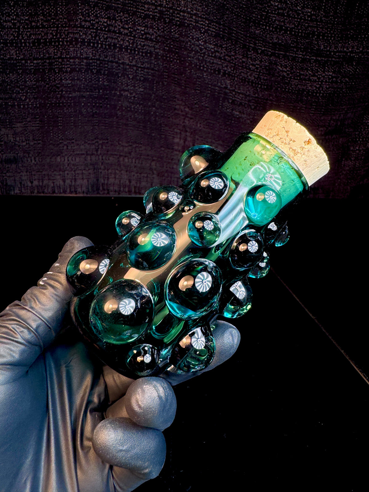 Emerald green flat bottom Nug Jar