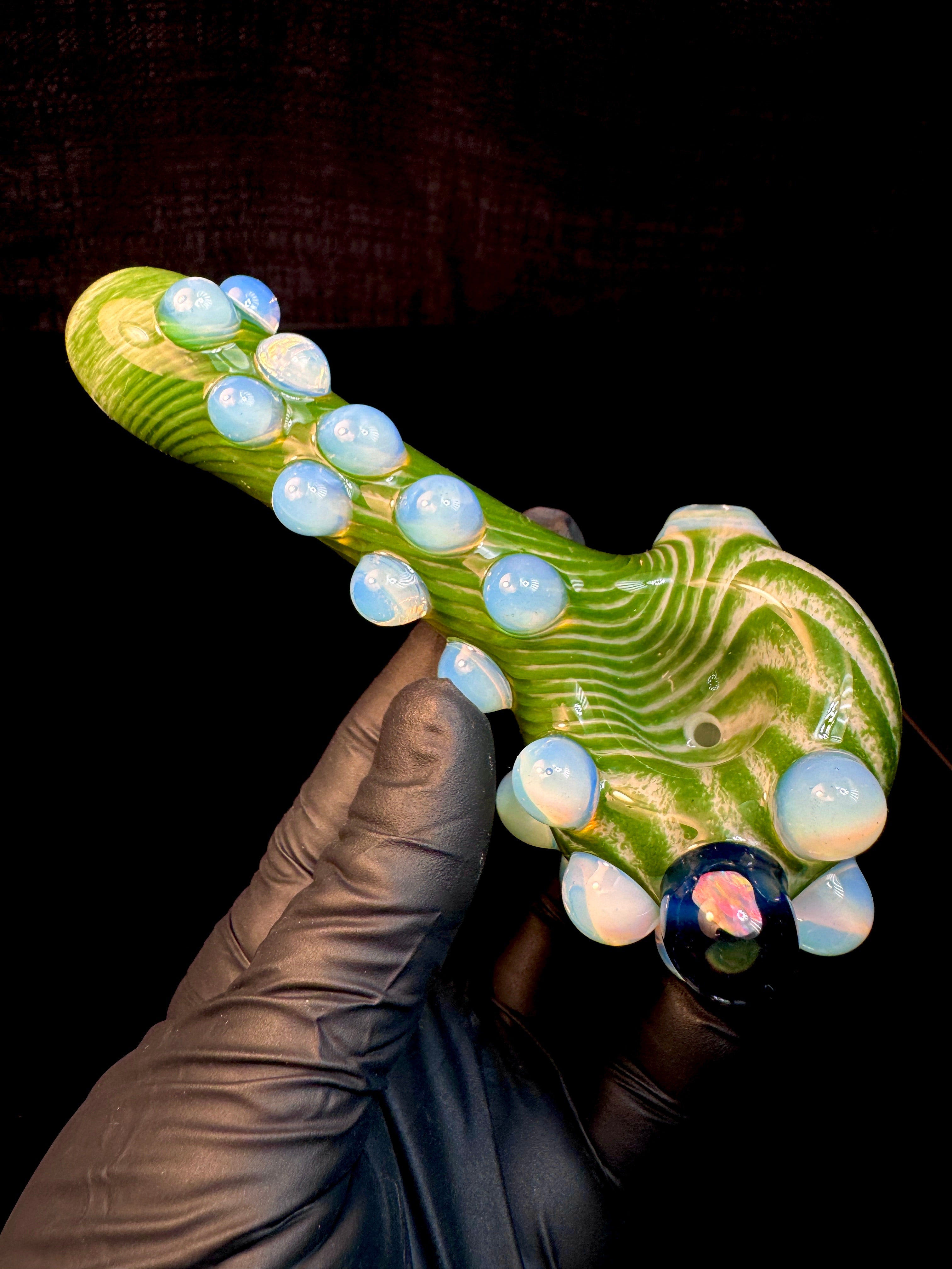 Jade x star white Striped Opal Pipe