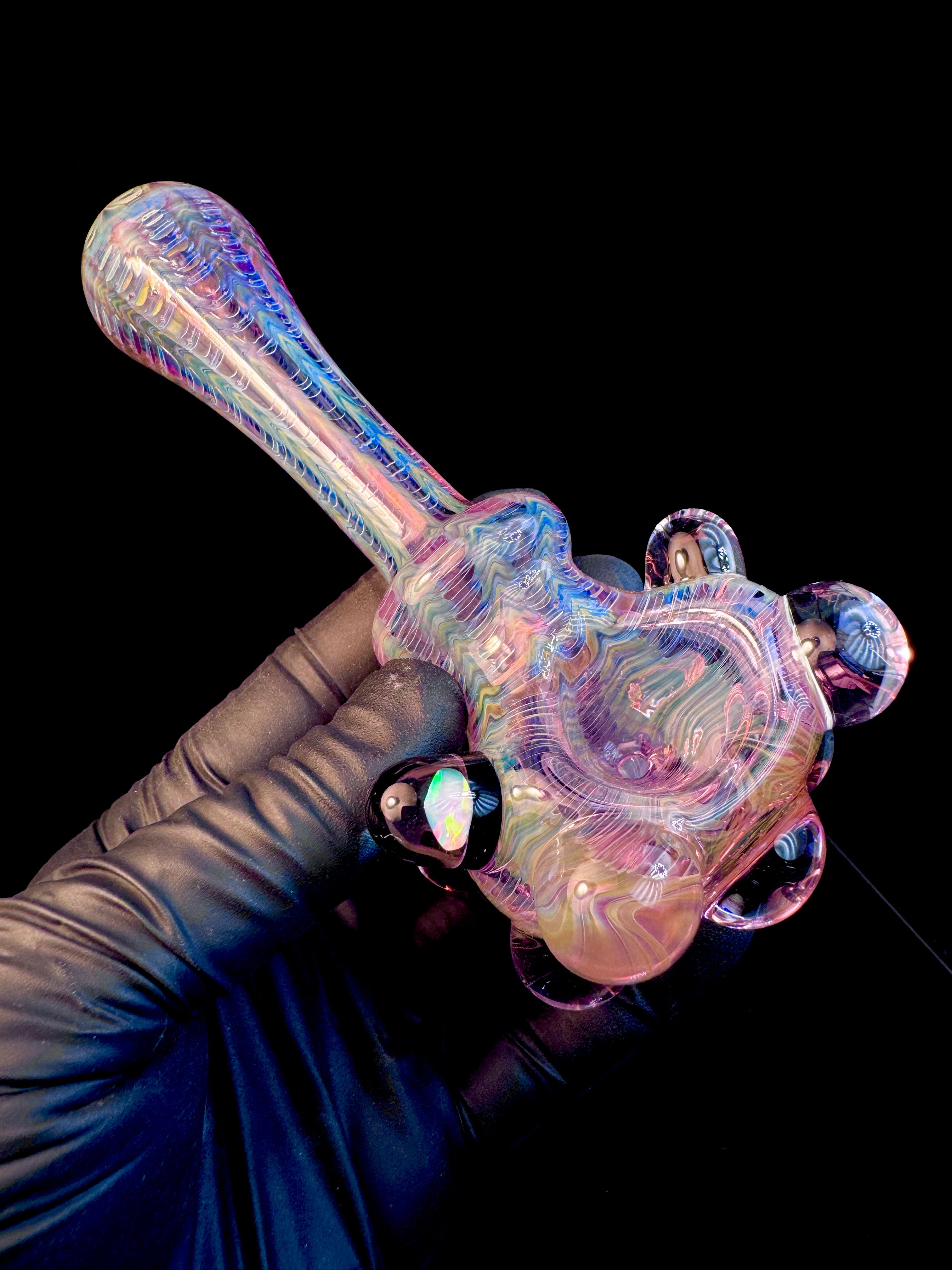 Pink dark web opal spoon