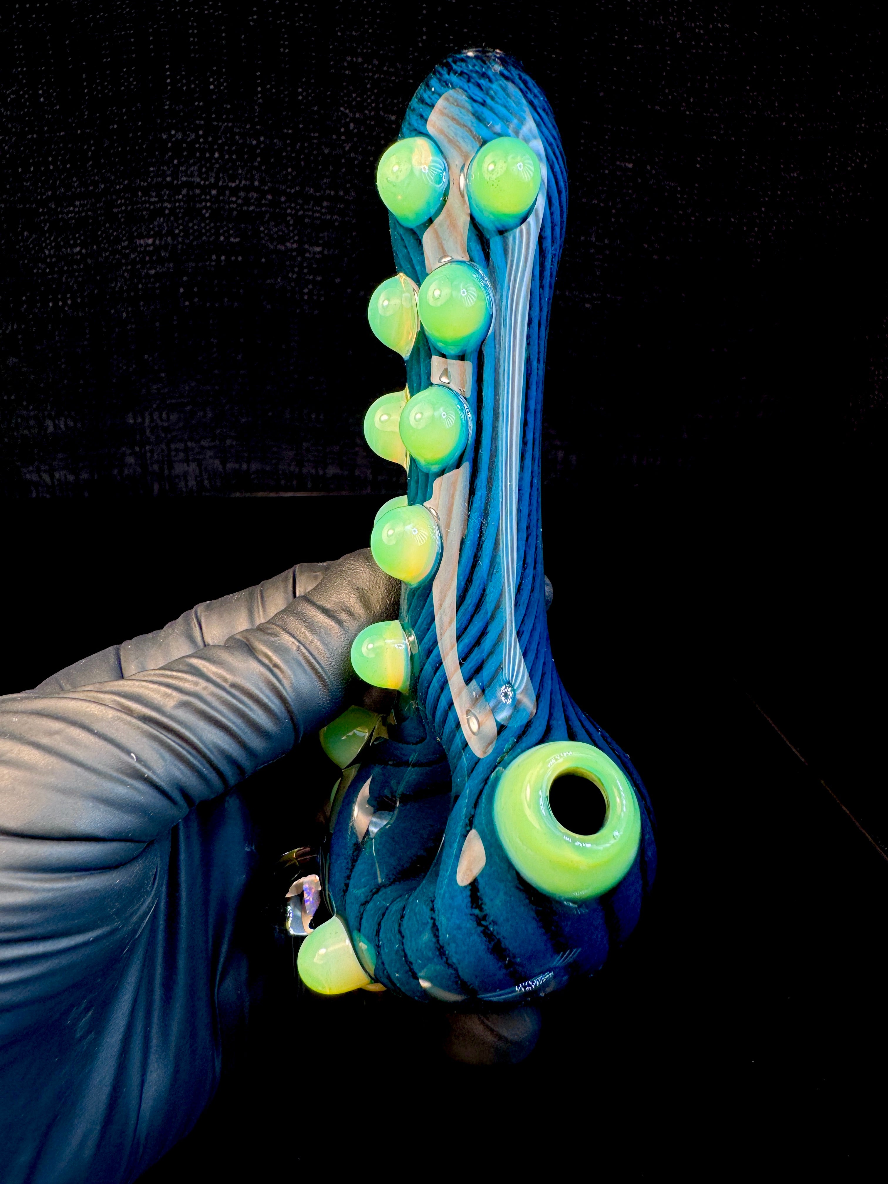 Blue spruce x jet black Striped Opal Pipe