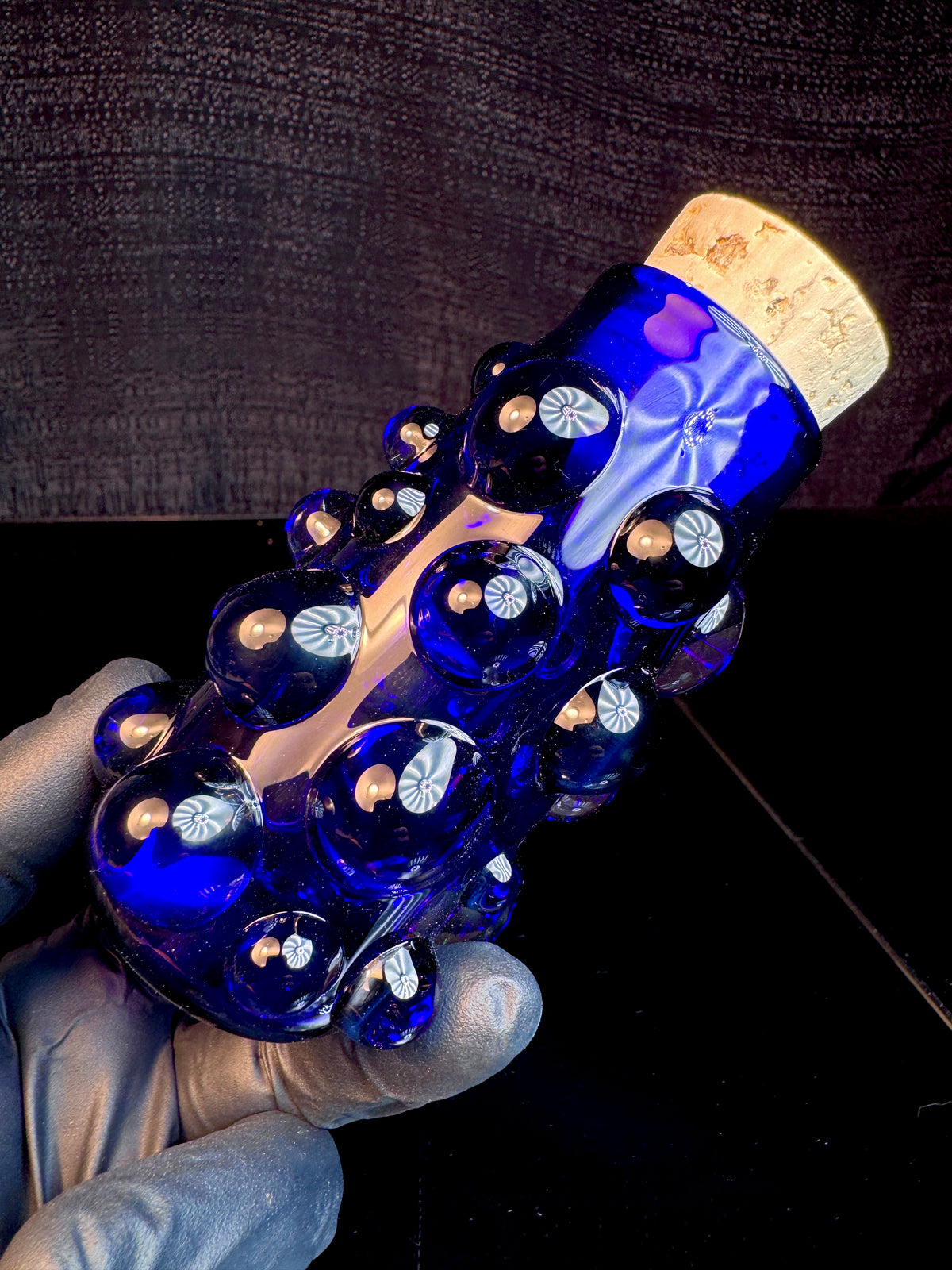 Royal blue flat bottom Nug Jar