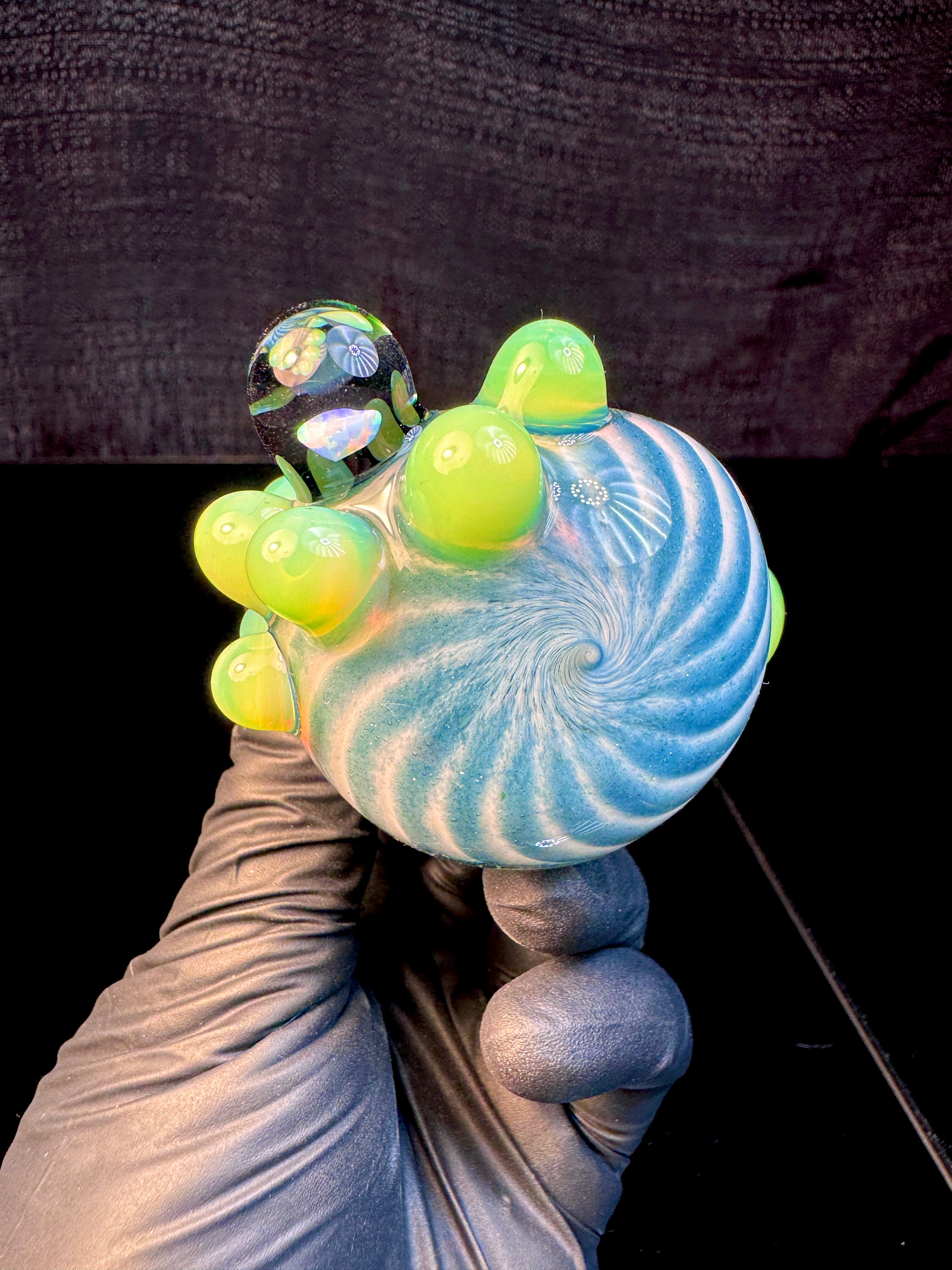 Opaque aqua x star white x slyme striped opal pipe
