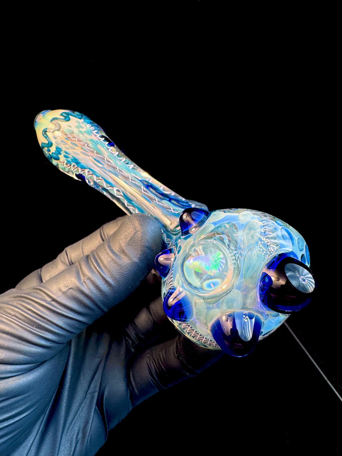 Silver fume x royal blue Premo Fume Cane Spoon