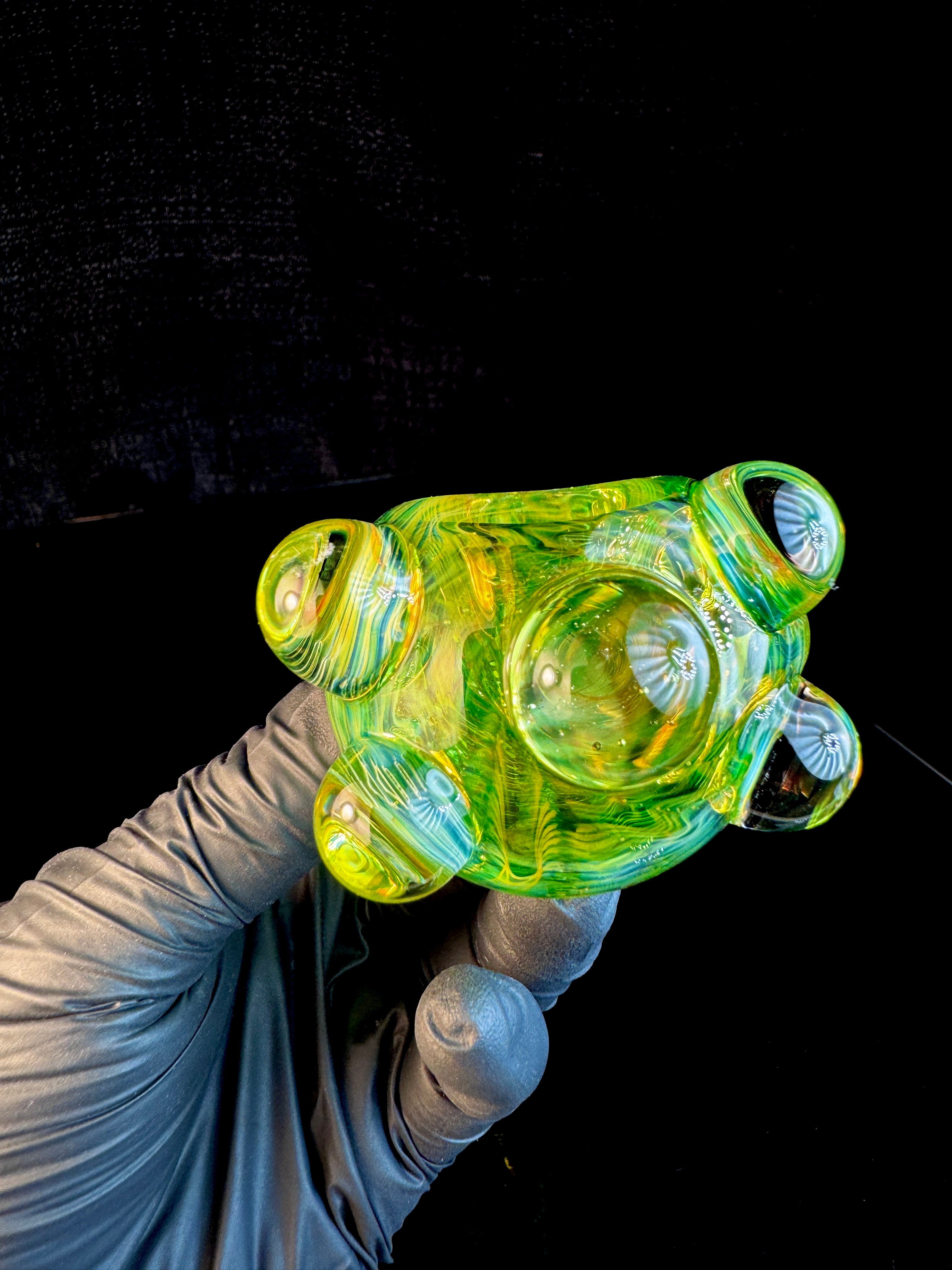 Electric green Dark web opal pipe