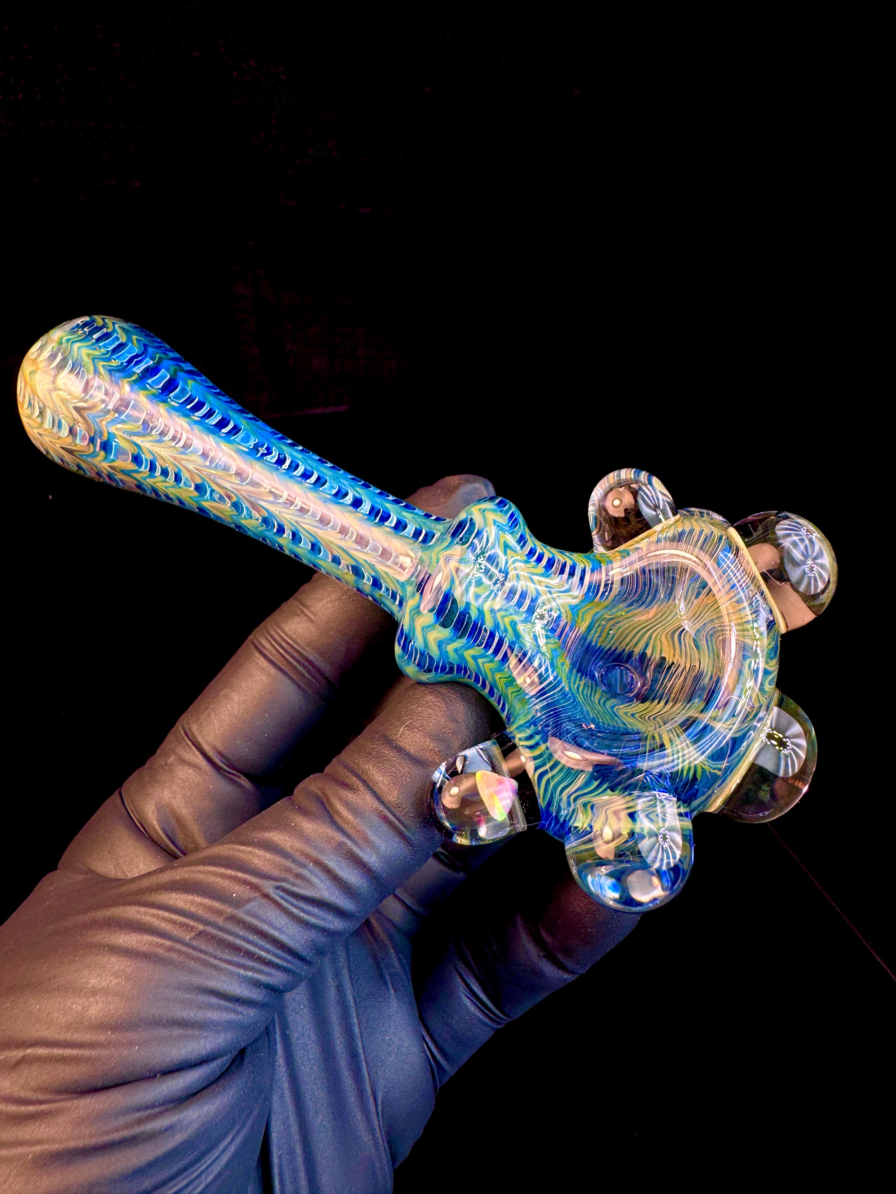 Blue dark web opal spoon