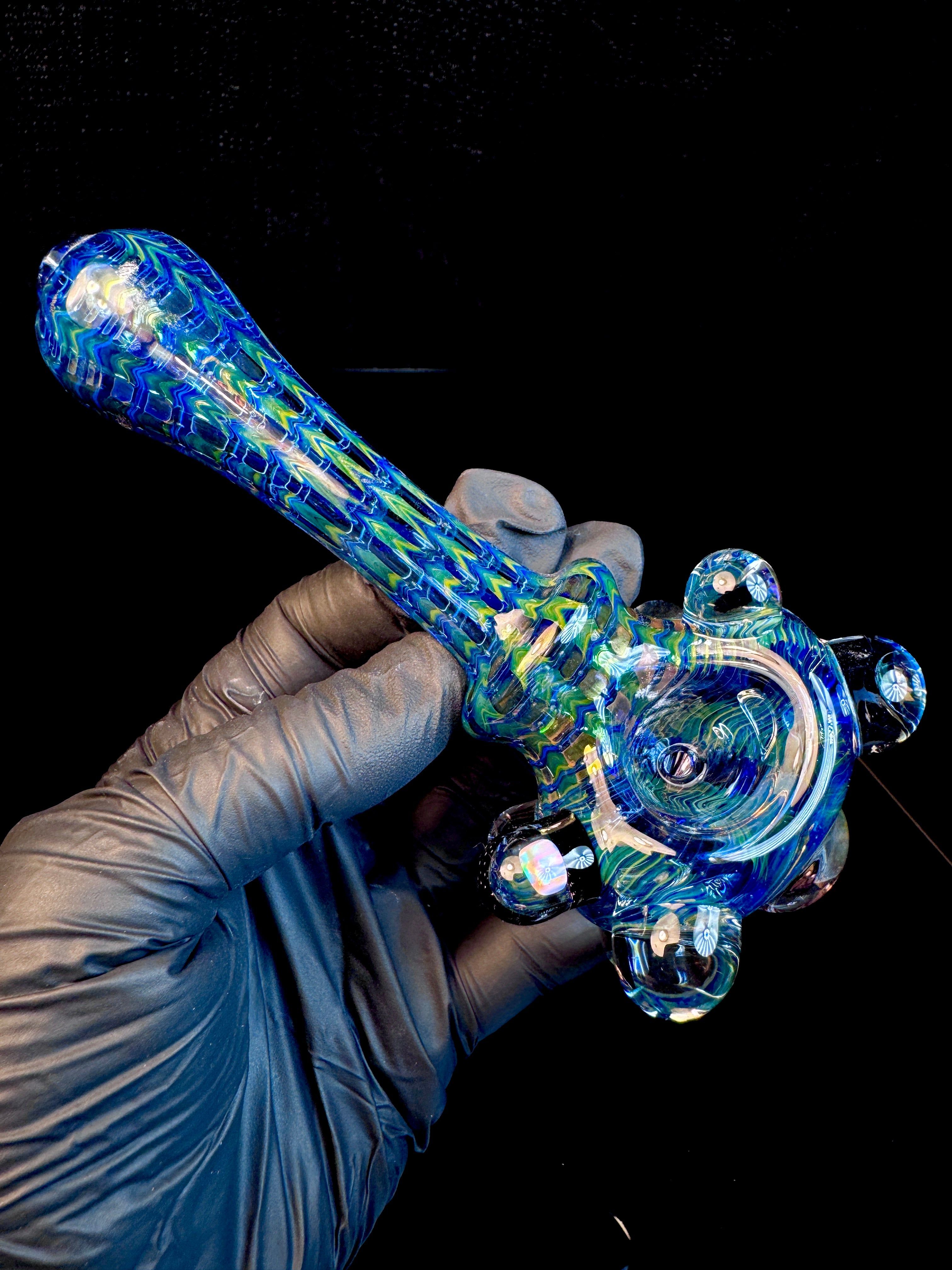 Electric blue dark web mushroom pipe