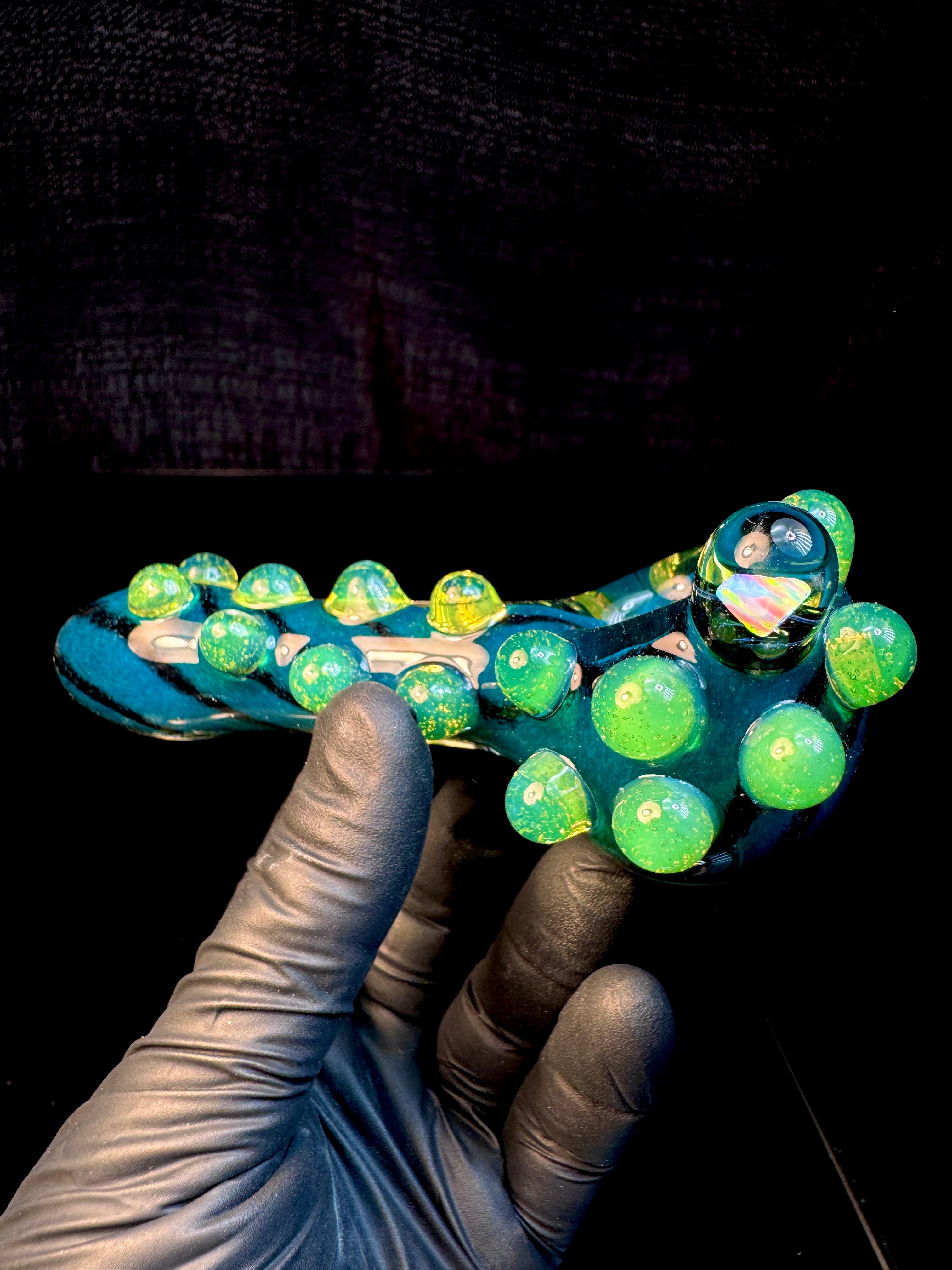 Blue spruce x Jet black x slyme striped opal pipe