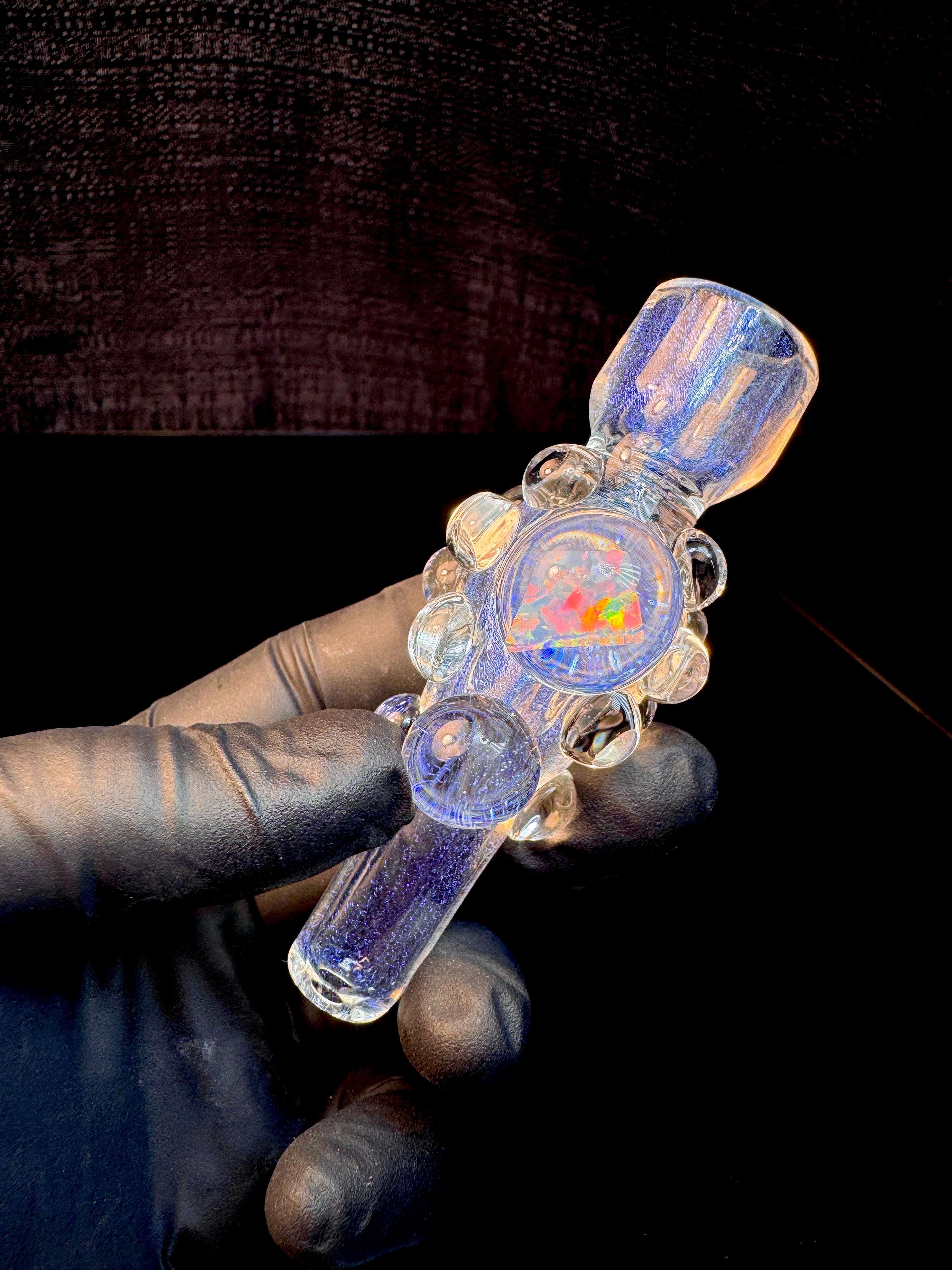 Icy White Satin dichroic opal chillum