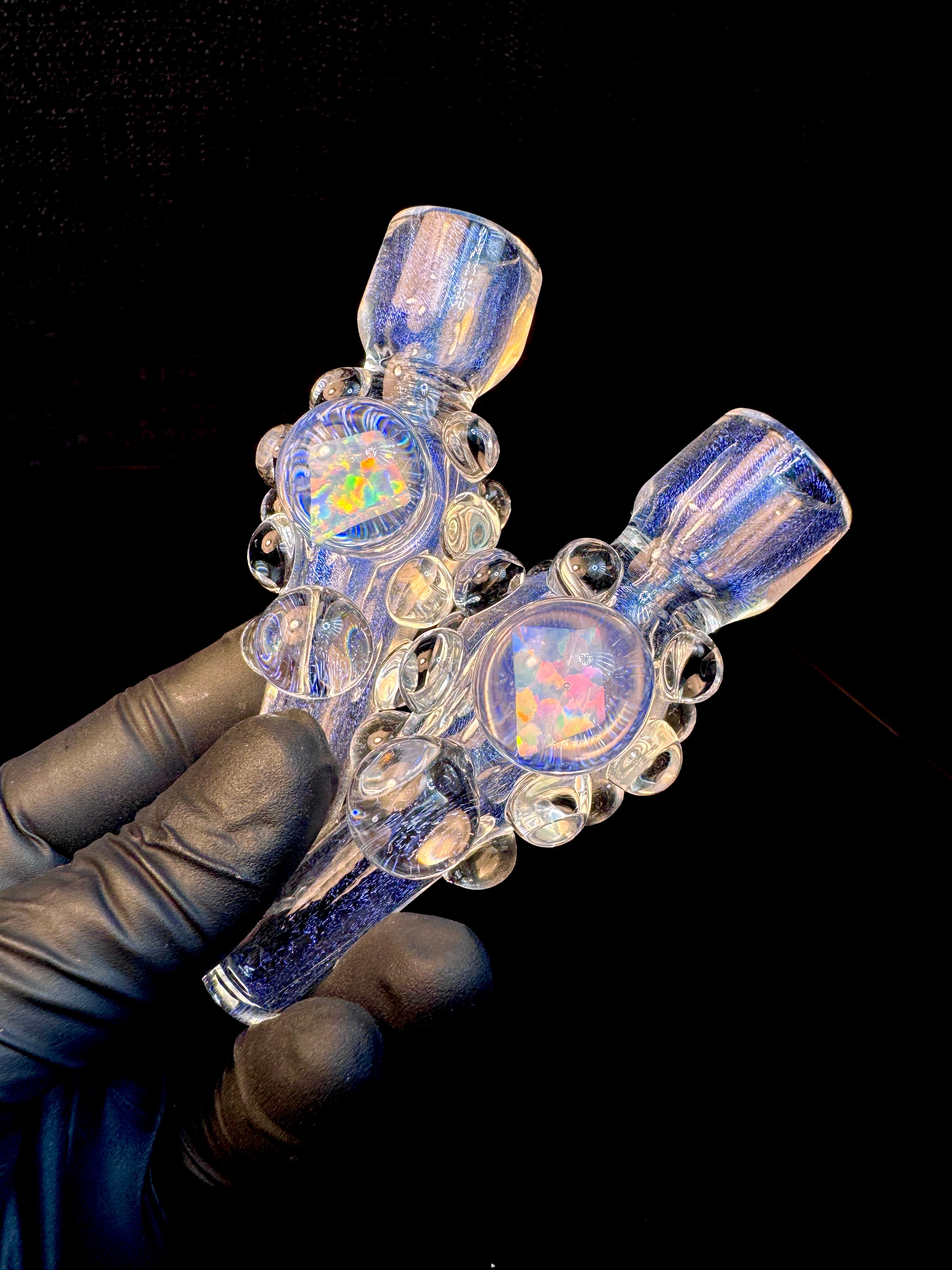 Icy White Satin dichroic opal chillum