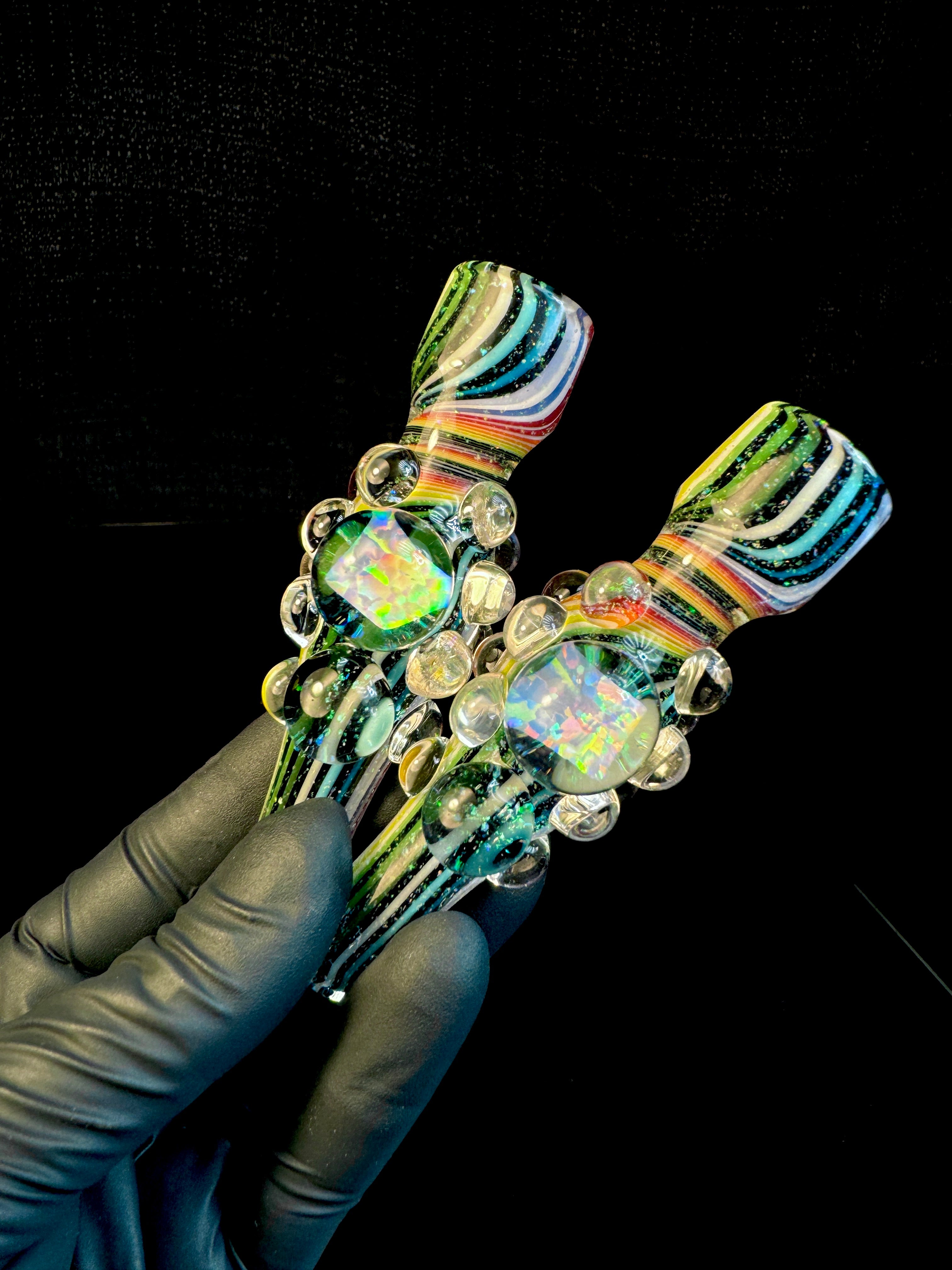 Two tone rainbow Crushed opal chillum!