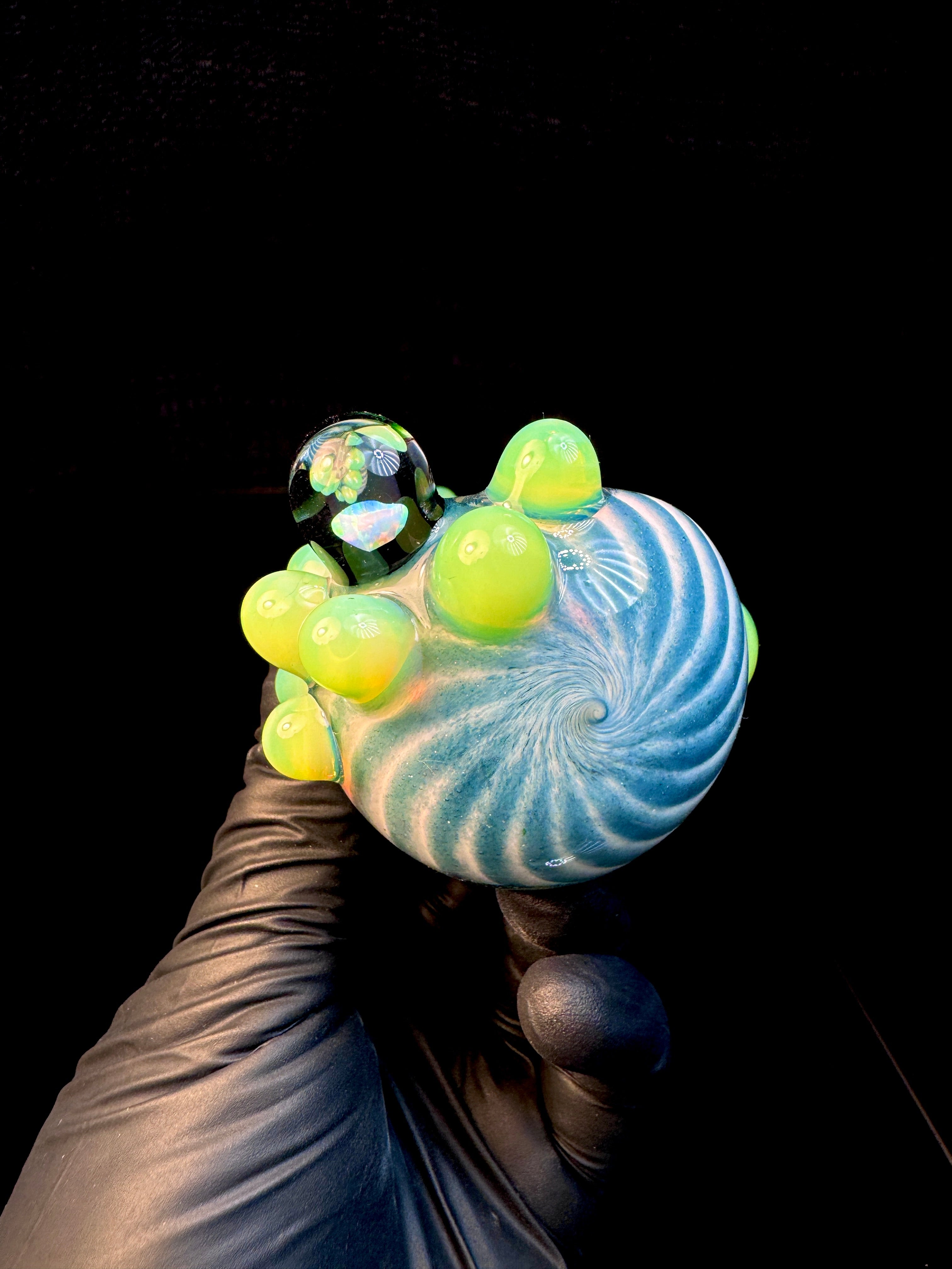 Opaque aqua x star white x slyme striped opal pipe