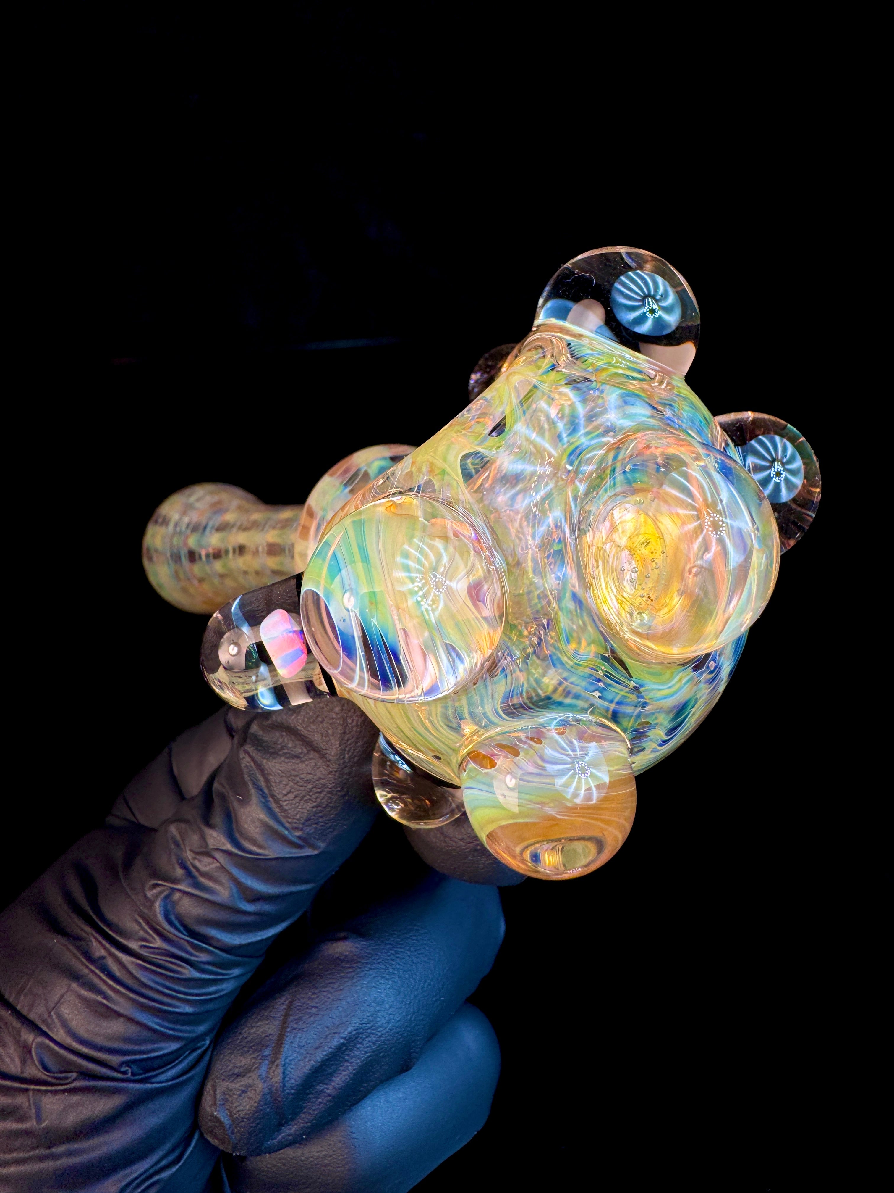 Golden Dark web opal pipe