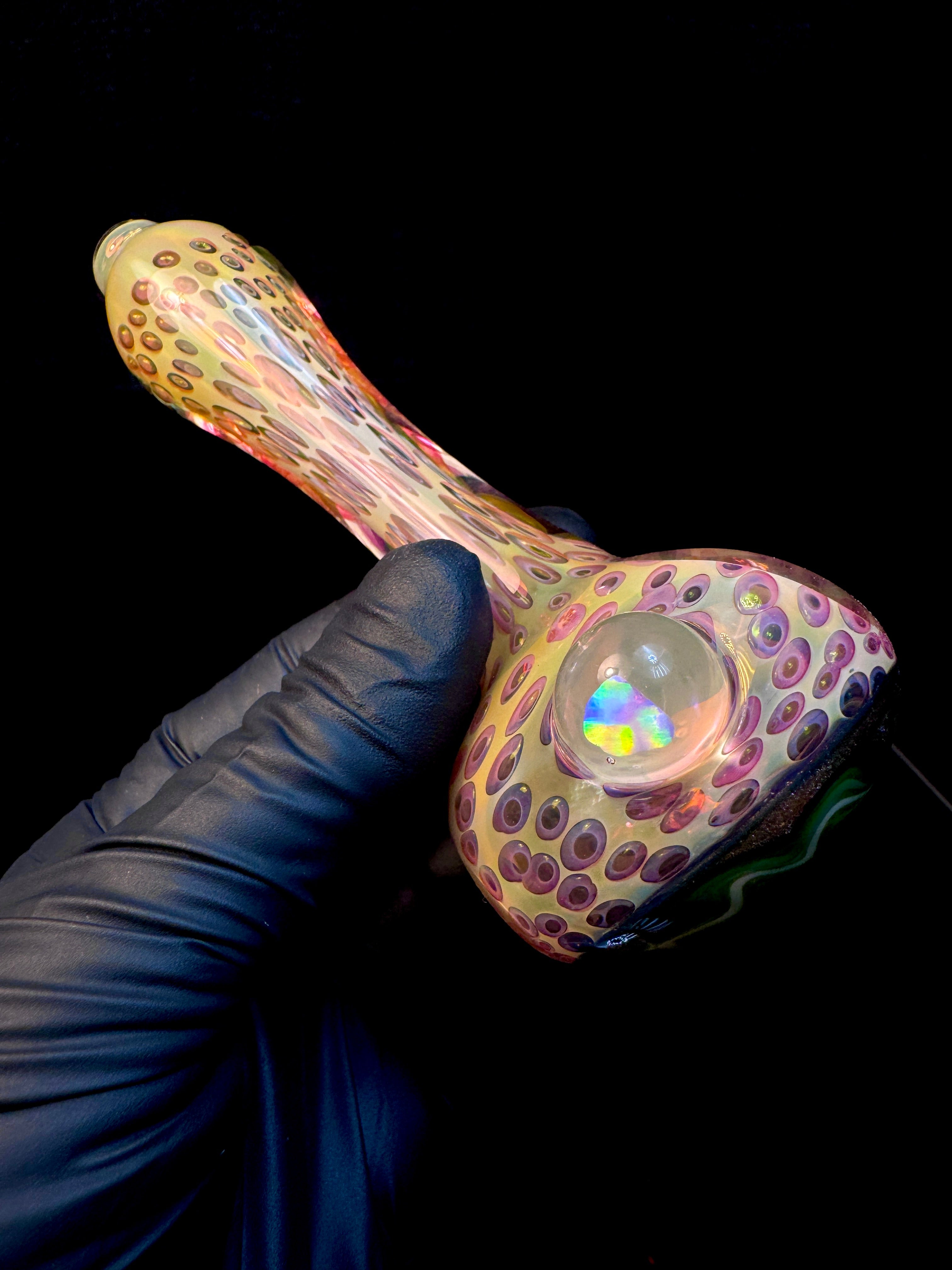 Gold Cane fume wigwag opal spoon