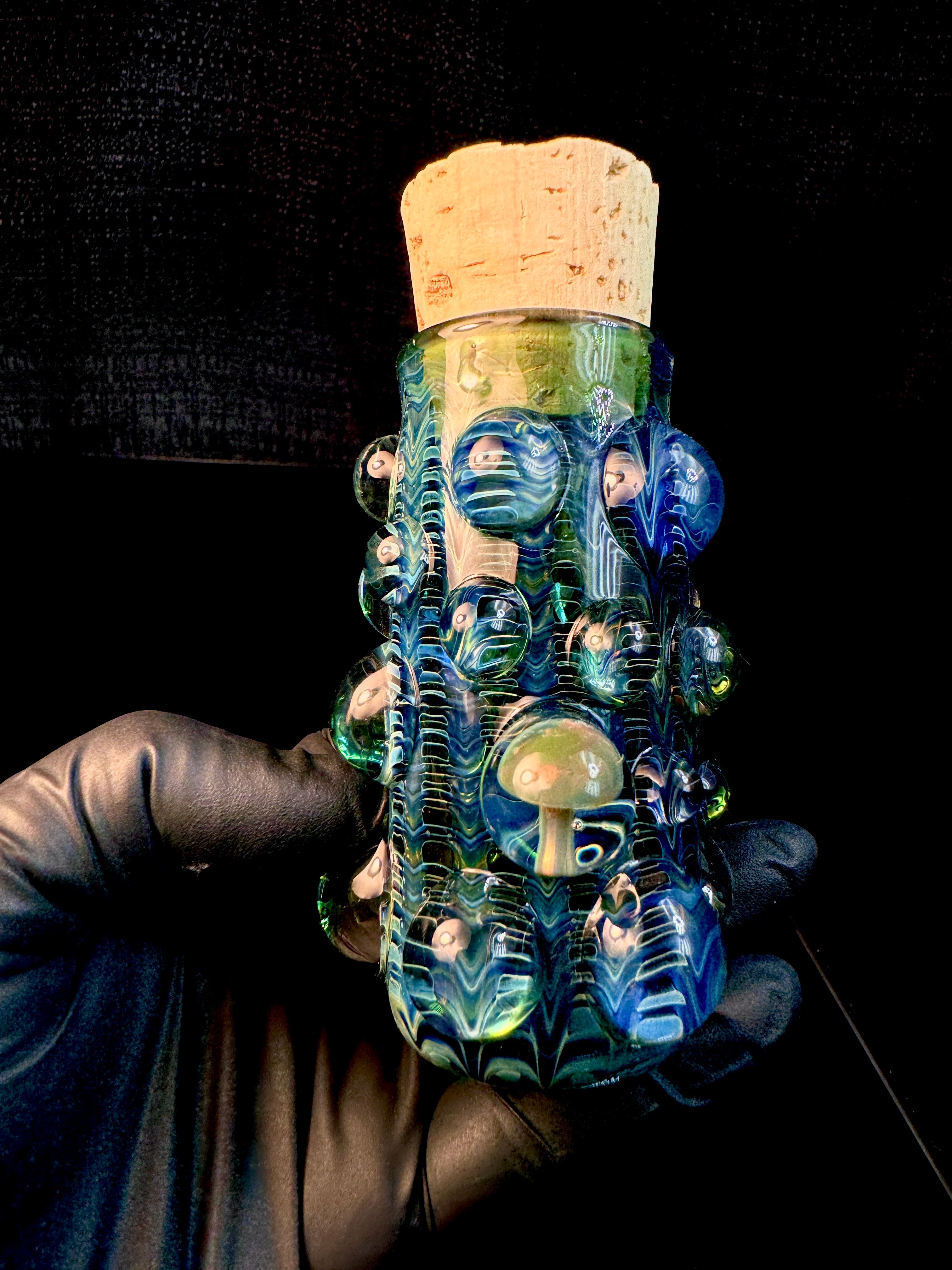 Dark web flat bottom mushroom nug Jar