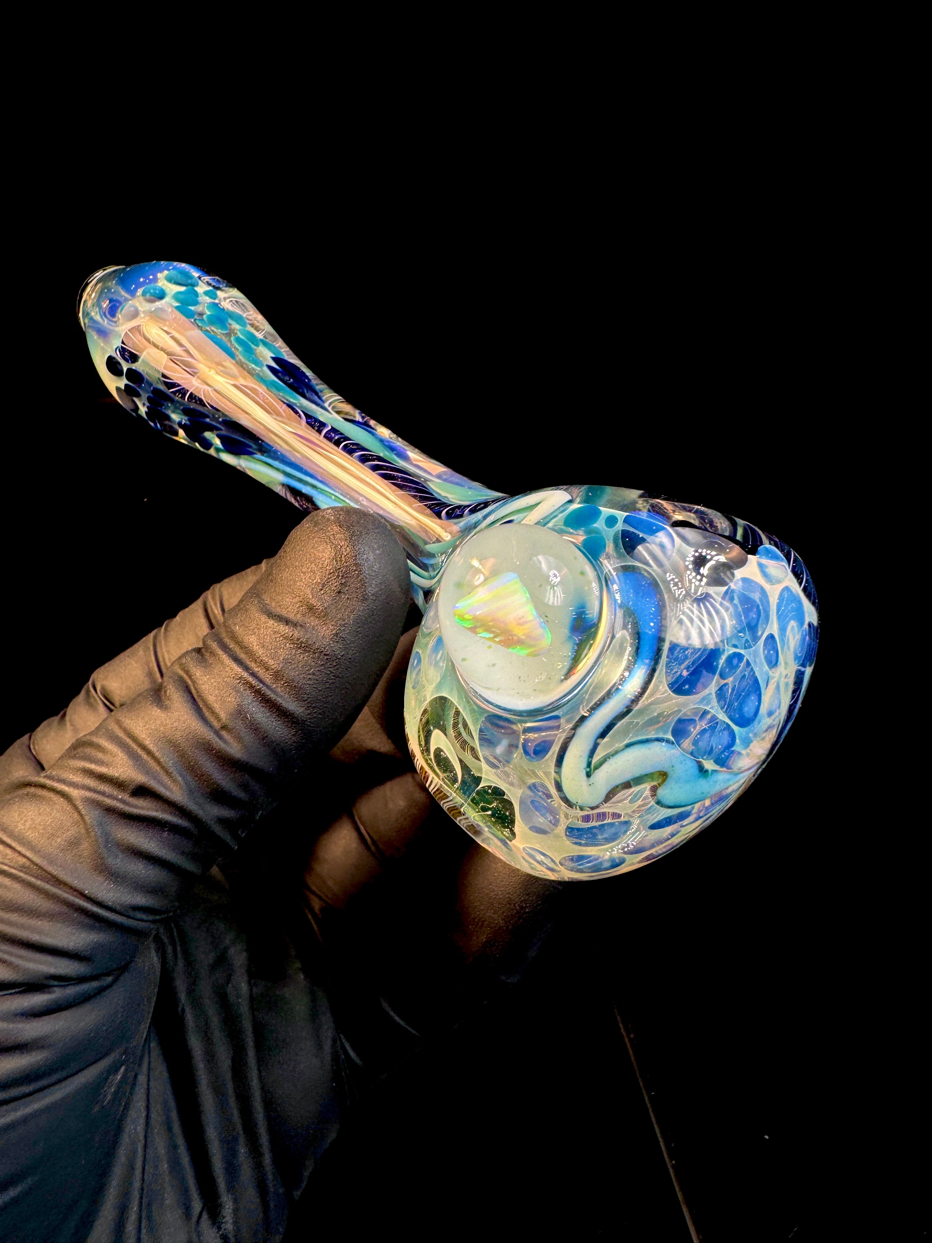 Silver Cane fumed opal spoon