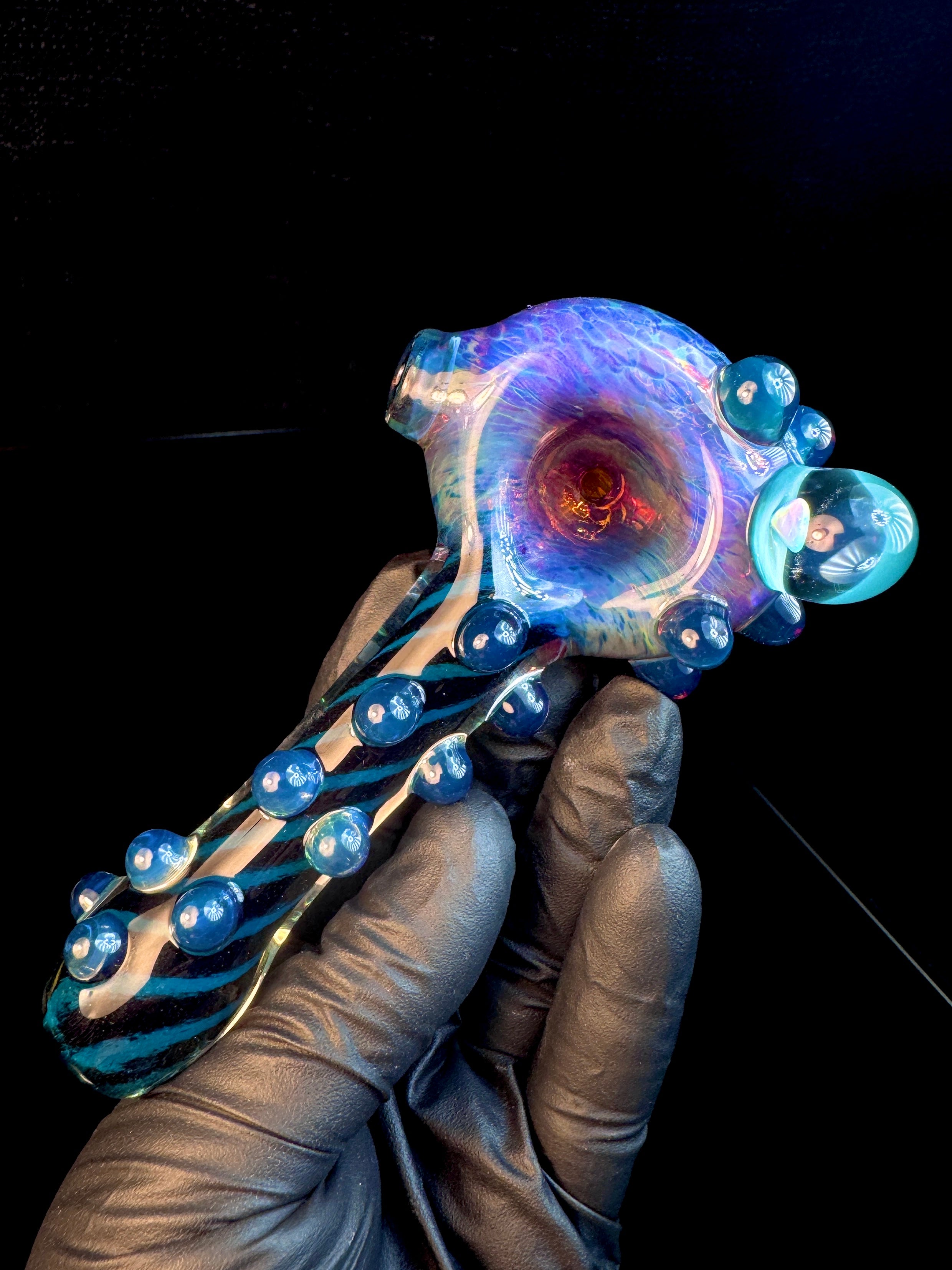 Amber purple x Jet Black striped opal pipe