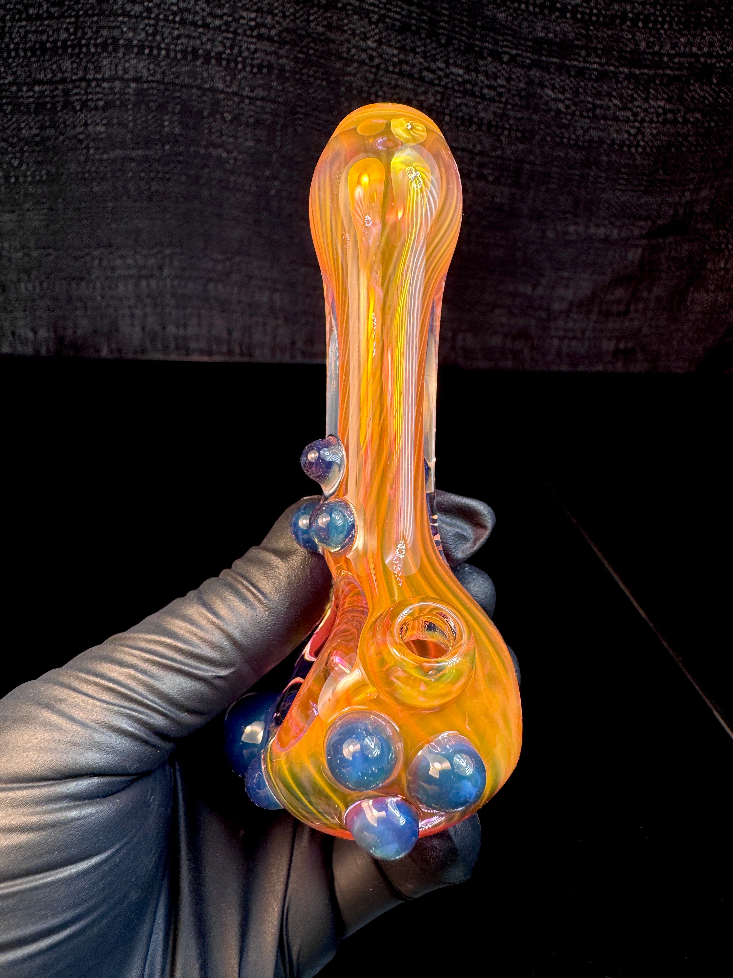 Gold fume x blue cheese dot spoon