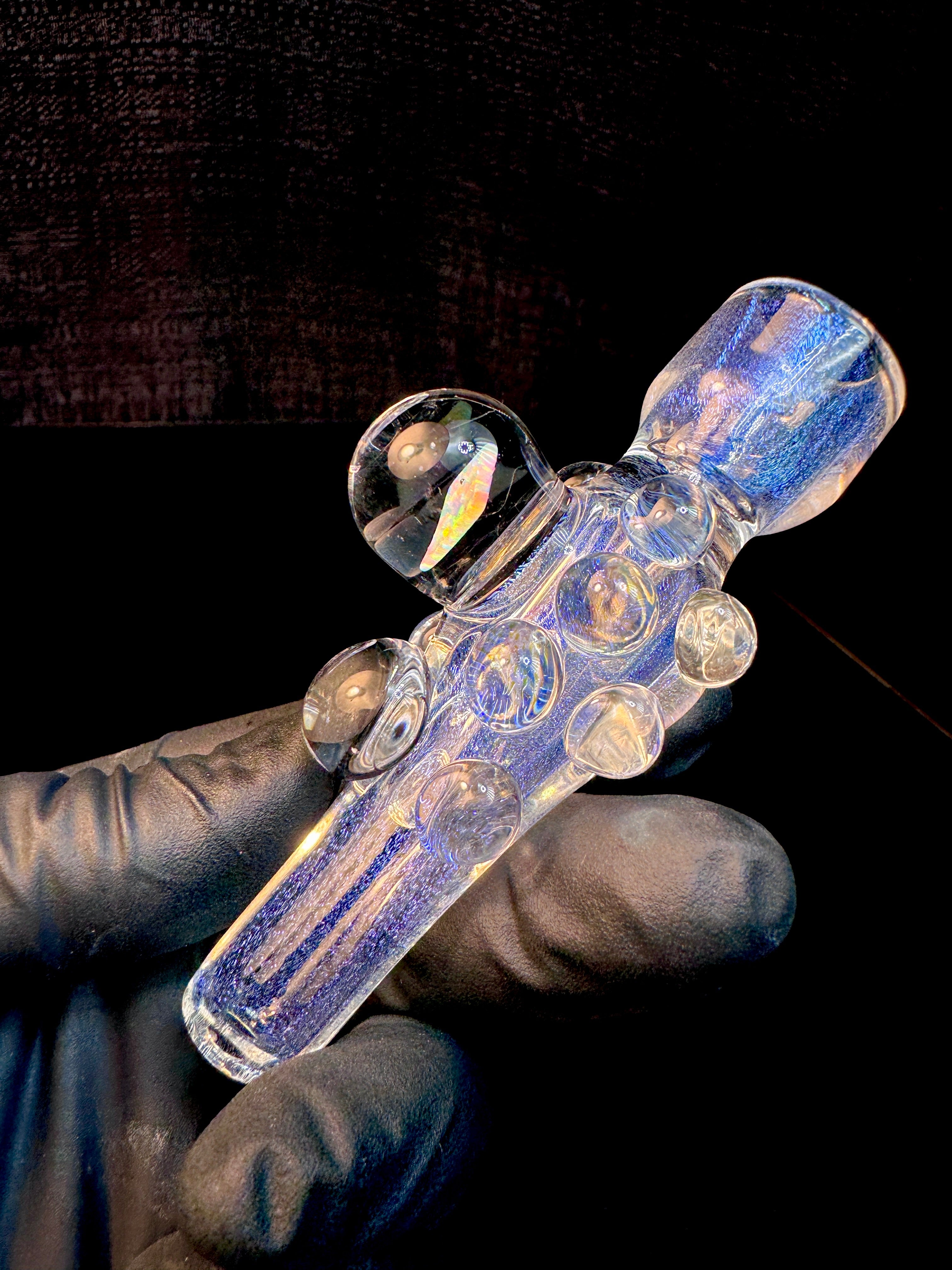 Icy White Satin dichroic opal chillum