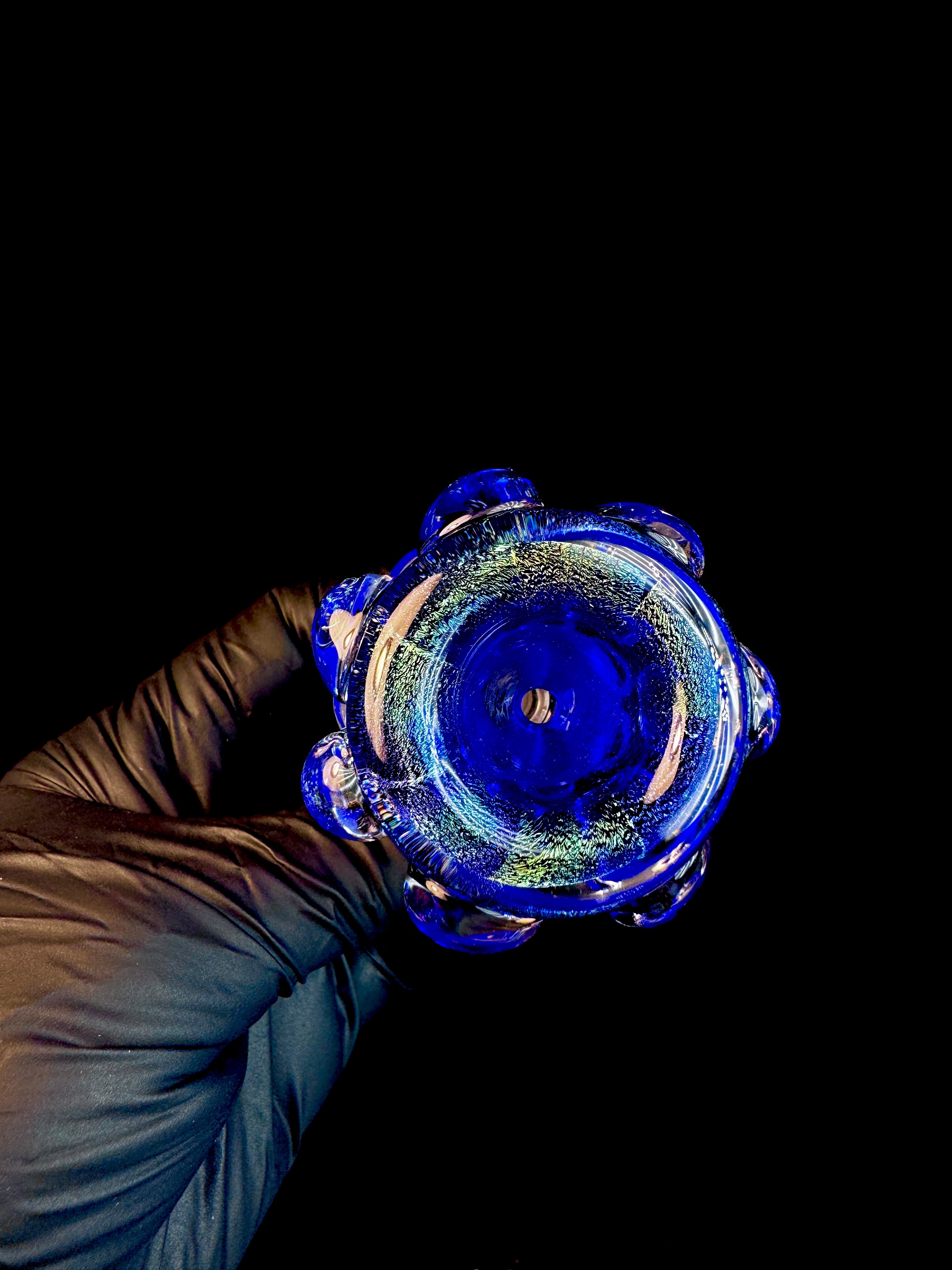 14mm Blue cheese x royal blue dichro dot bowl