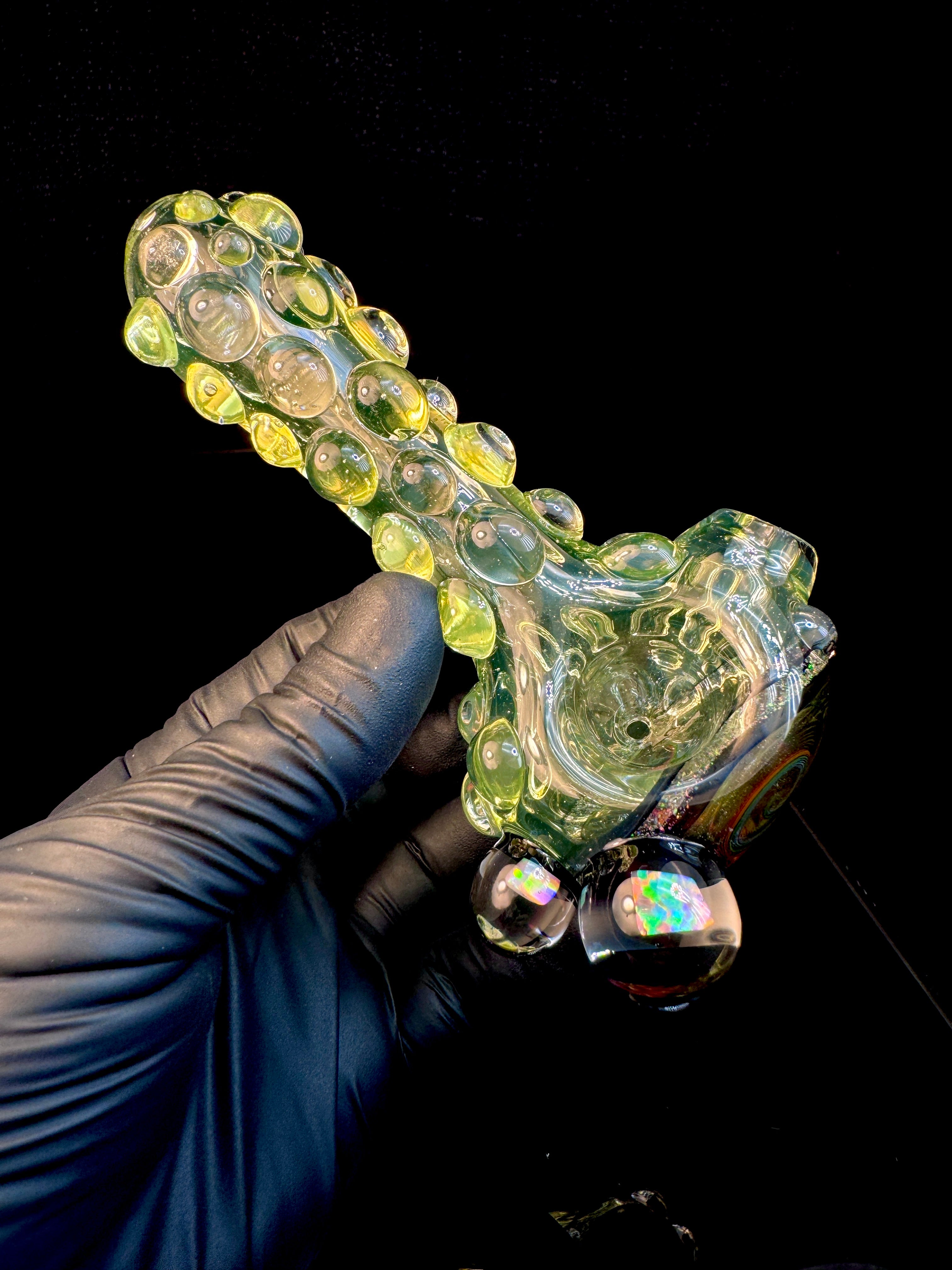 Black Light Cropal wigwag opal pipe