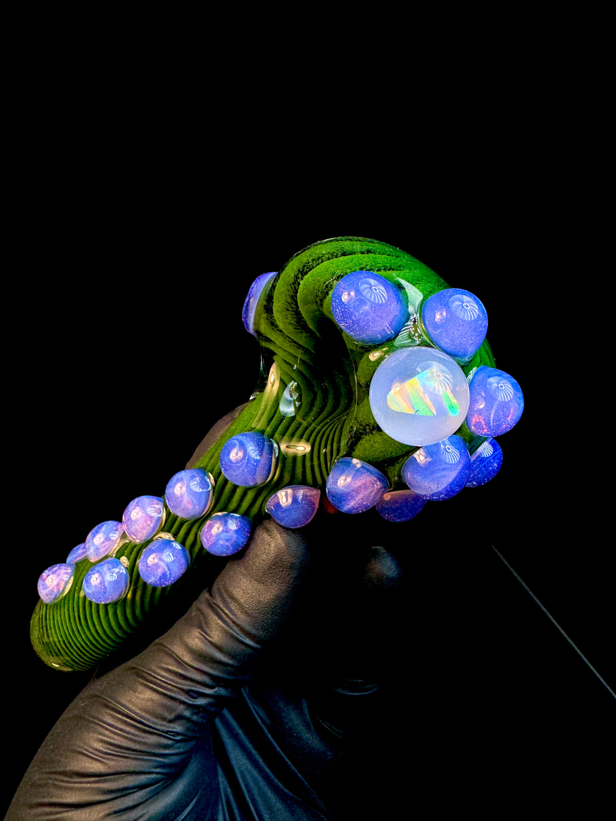 Jet black x Jade x pink slyme striped opal pipe
