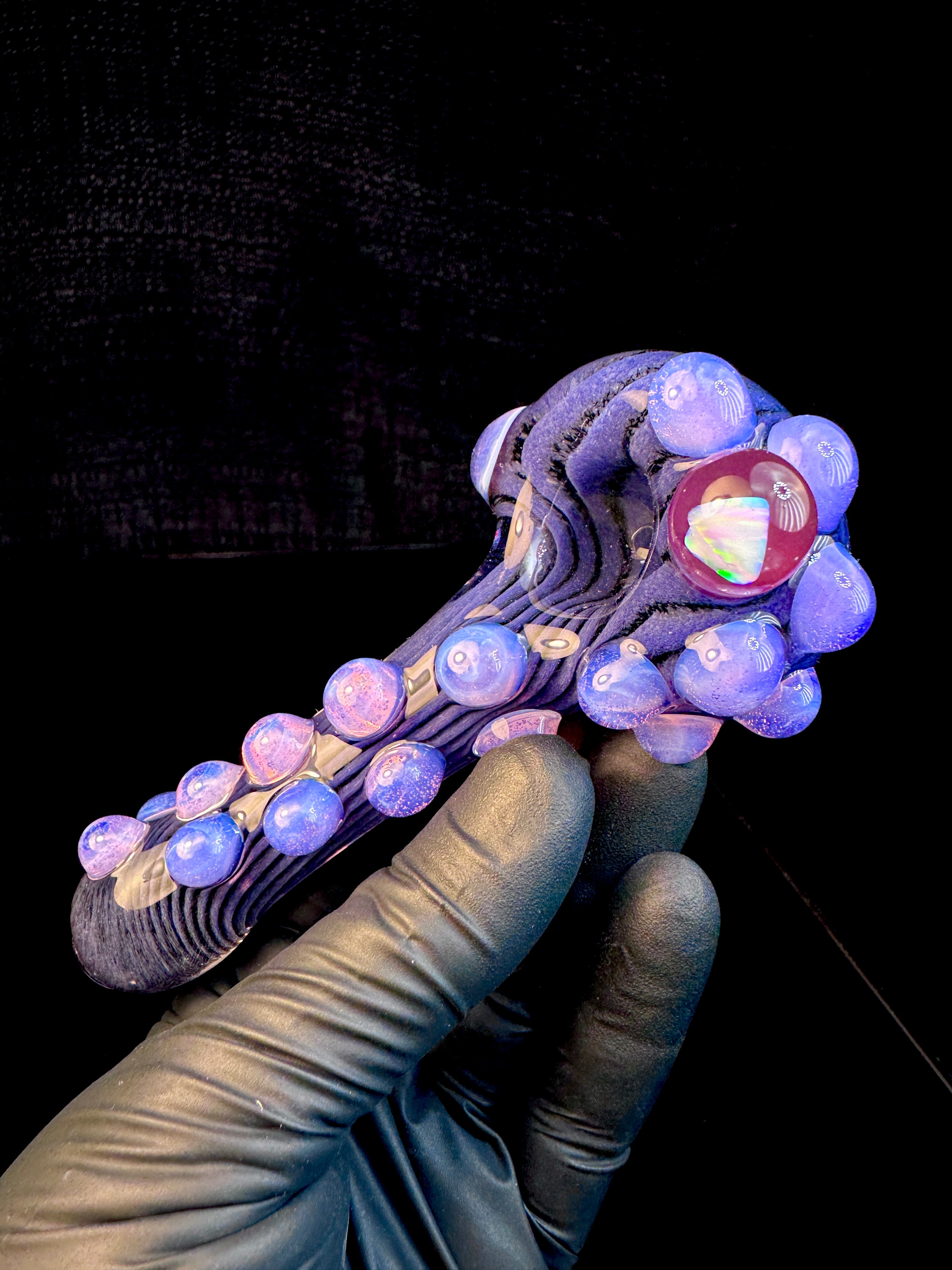 Purple urple x jet black Striped Opal Pipe