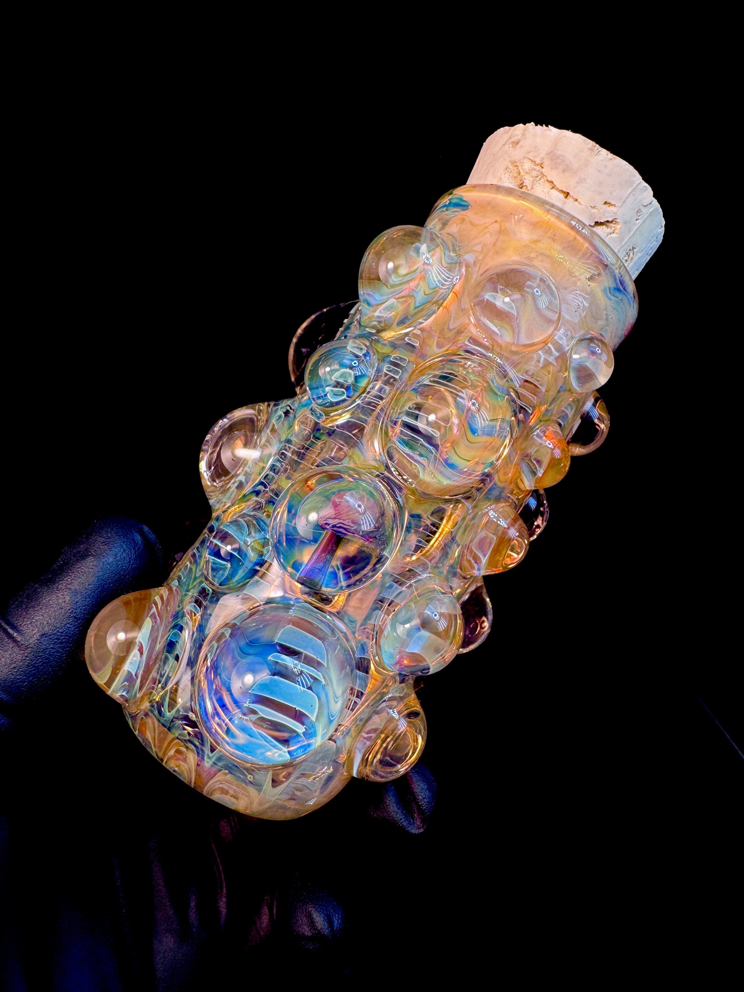 Golden web flat bottom mushroom nug Jar