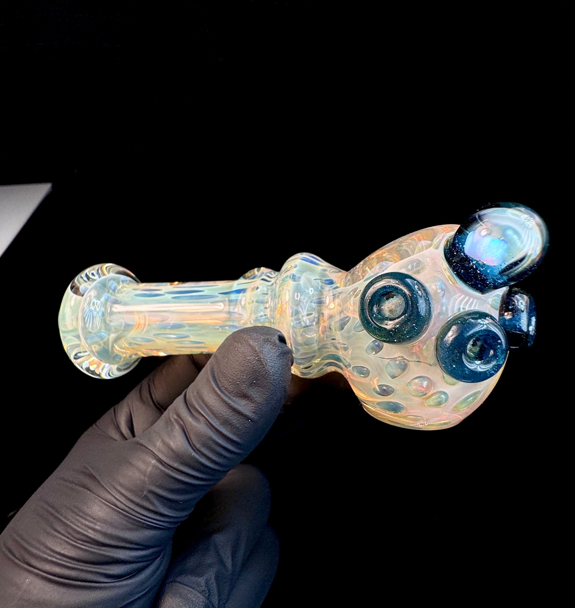 Gold fume x blue stardust opal pipe