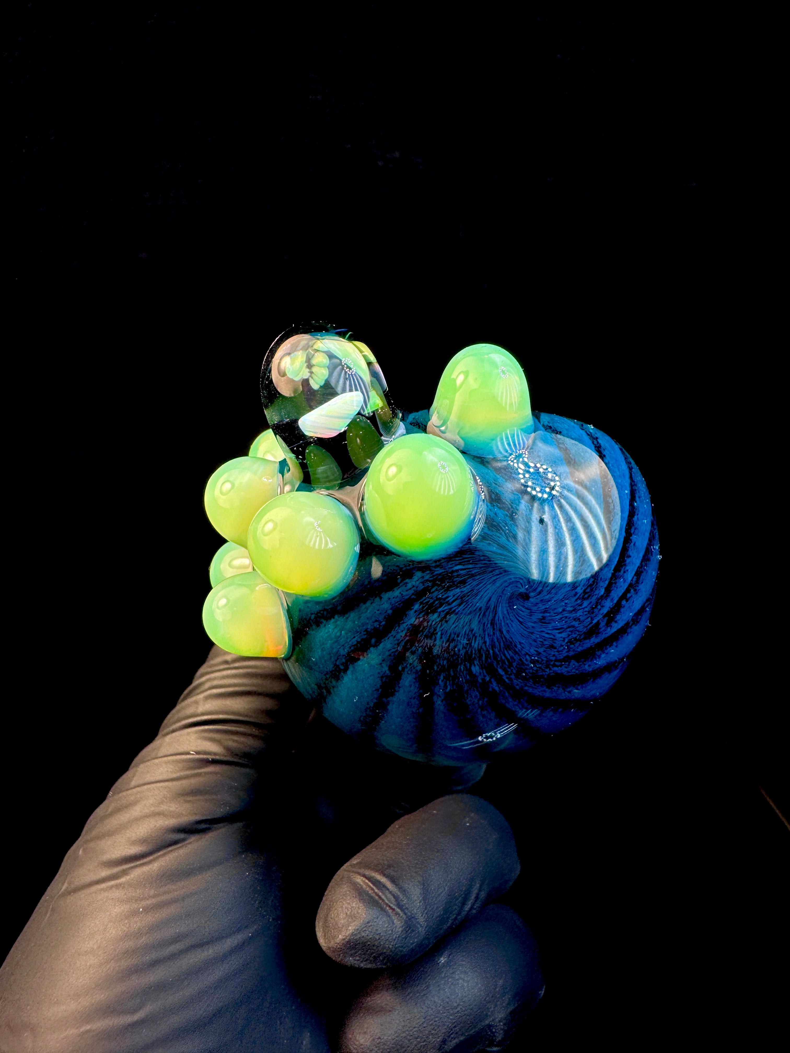 Blue spruce x jet black Striped Opal Pipe