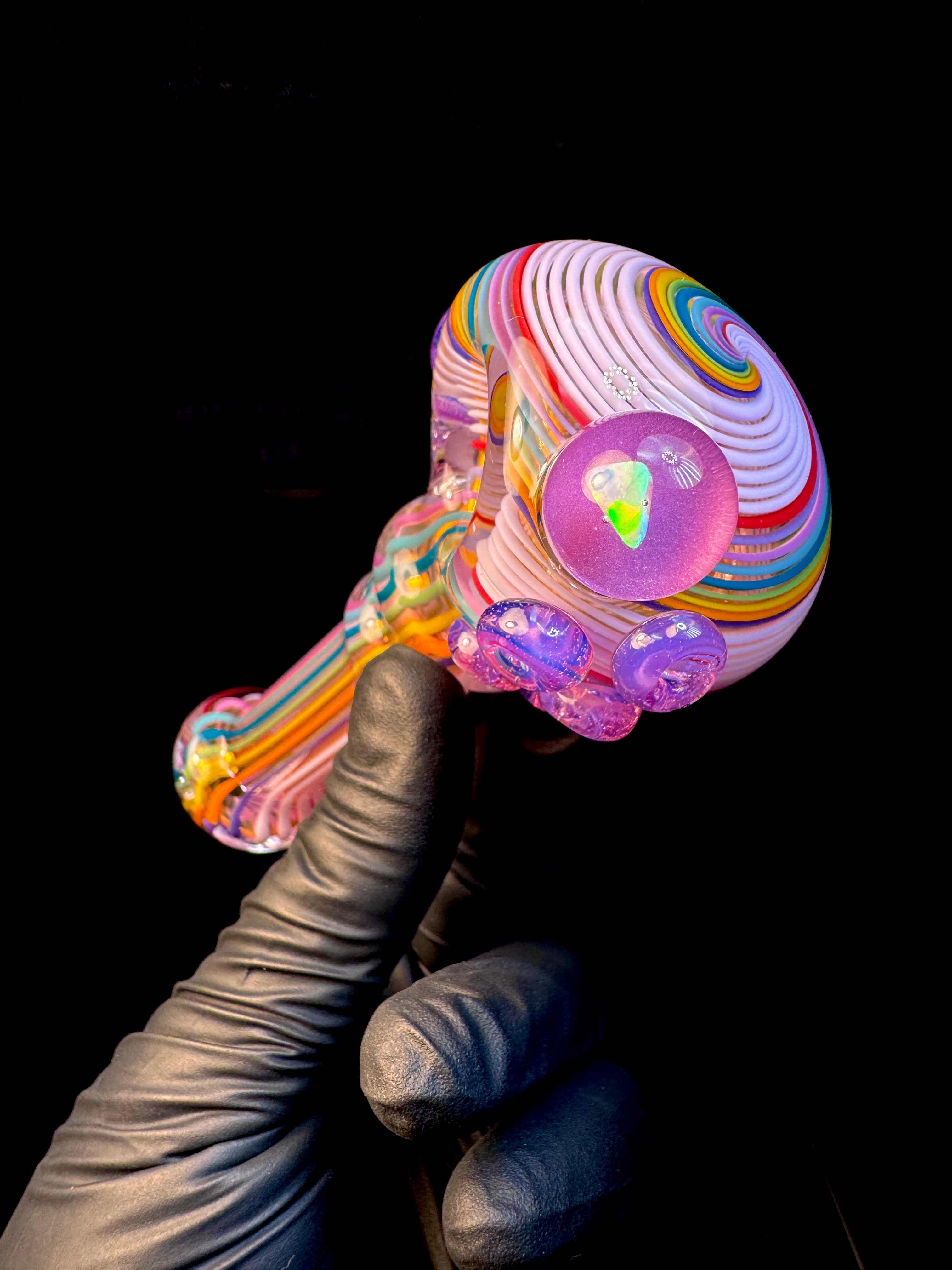 Fumed linework opal spoon