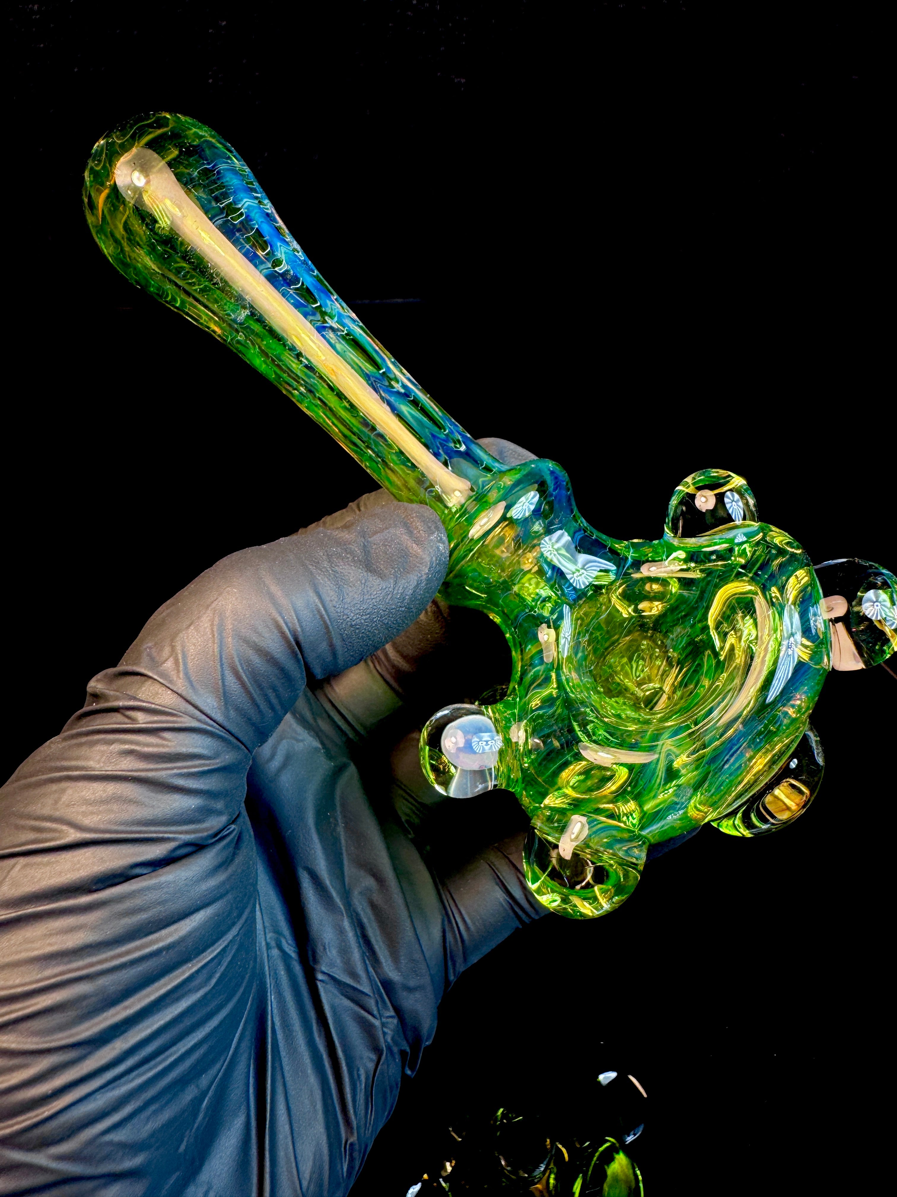 Electric green dark web mushroom pipe