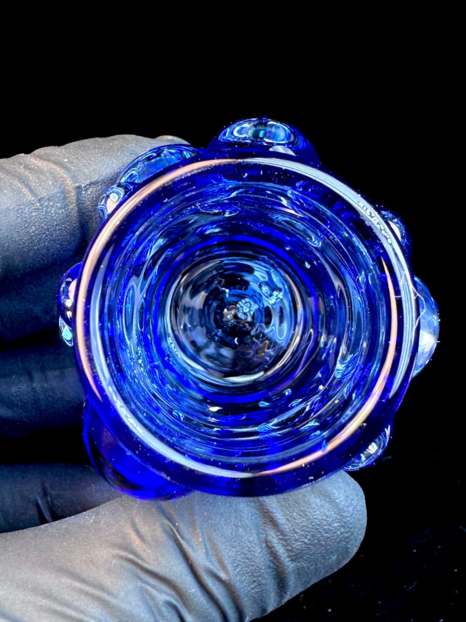 Trans blue flat bottom Nug Jar