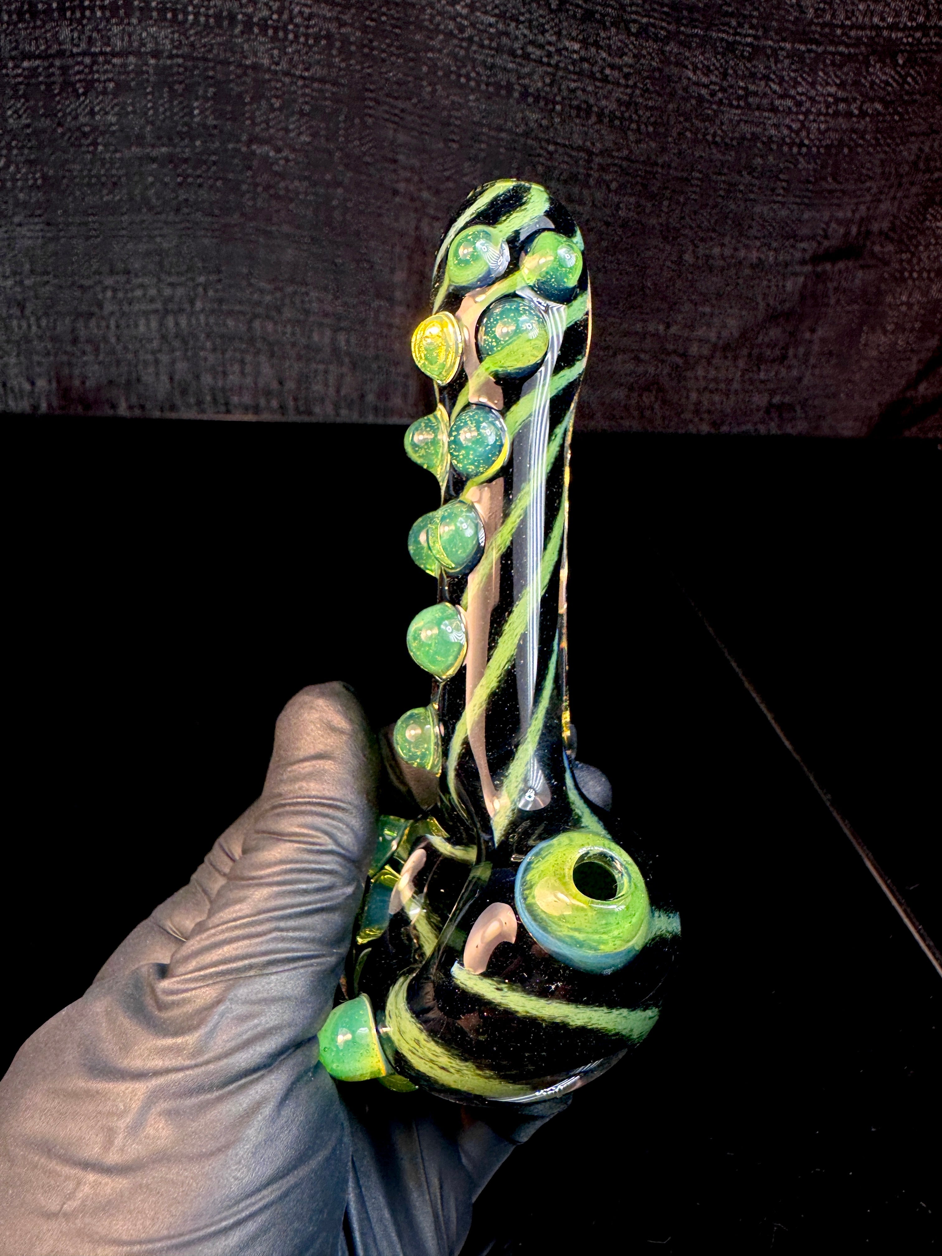 Jet black x jade x slyme striped opal pipe