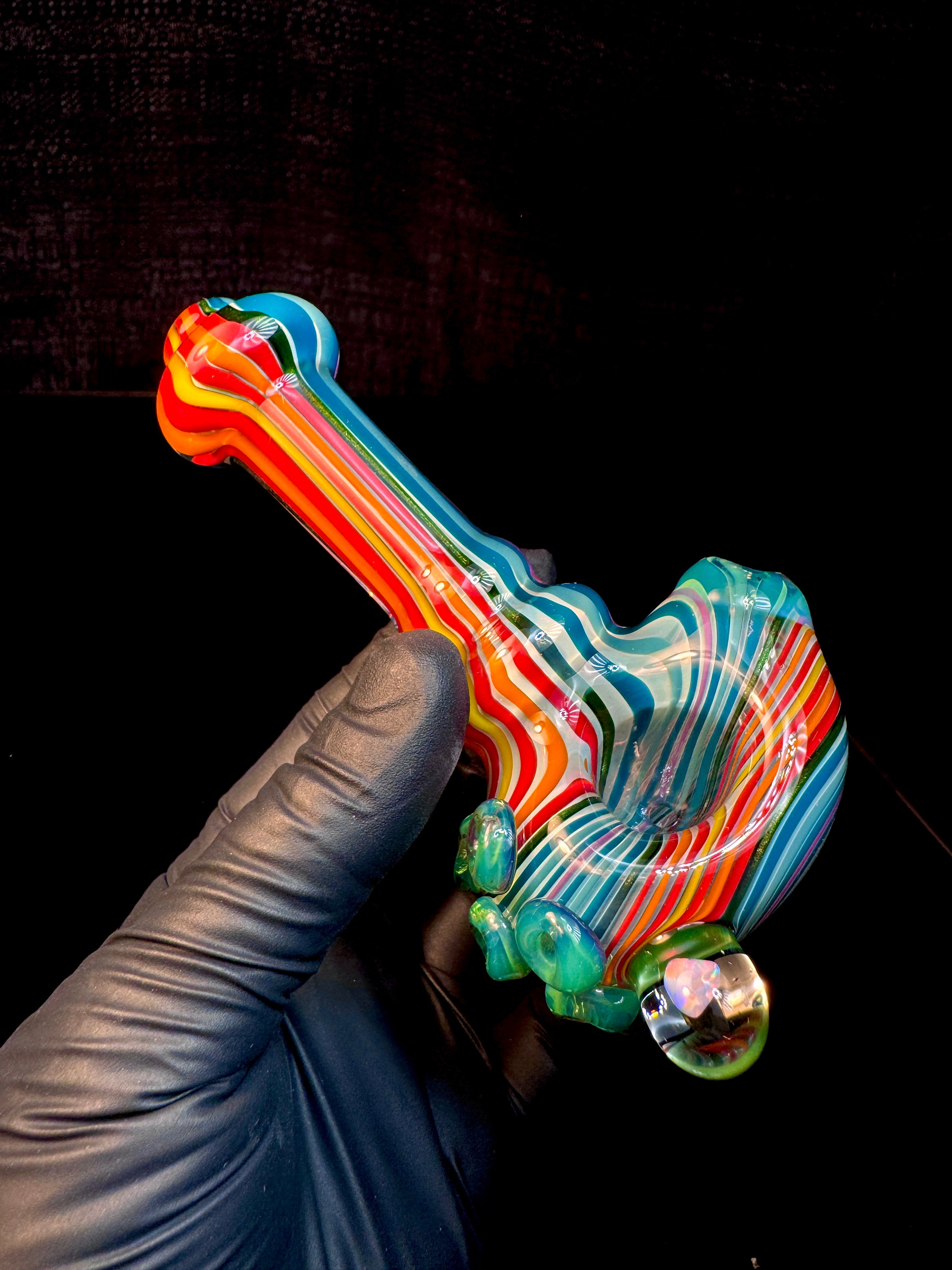Fumed linework opal spoon